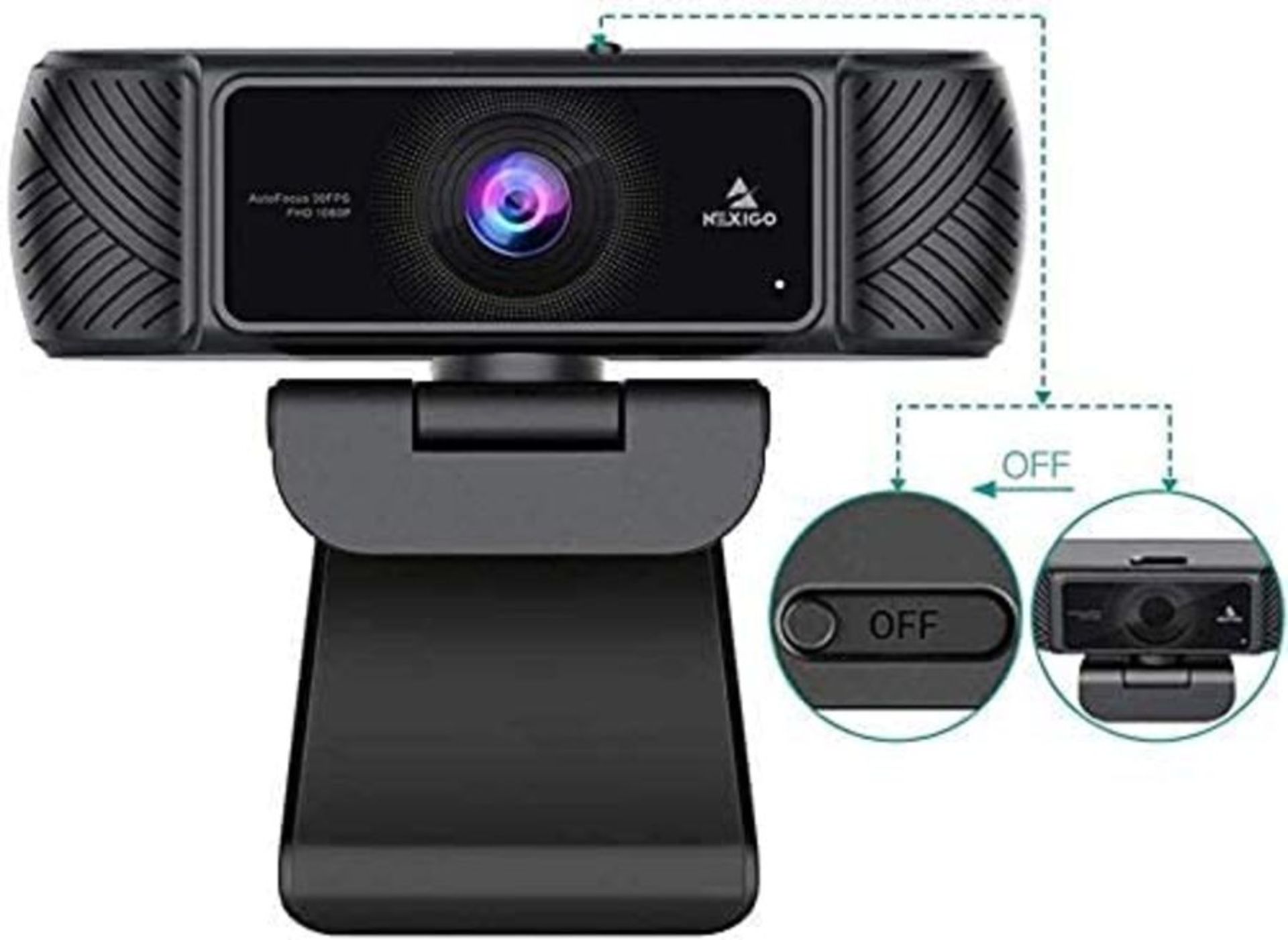 2021 AutoFocus 1080P Webcam with Microphone, Software and Privacy Cover, NexiGo N680 B