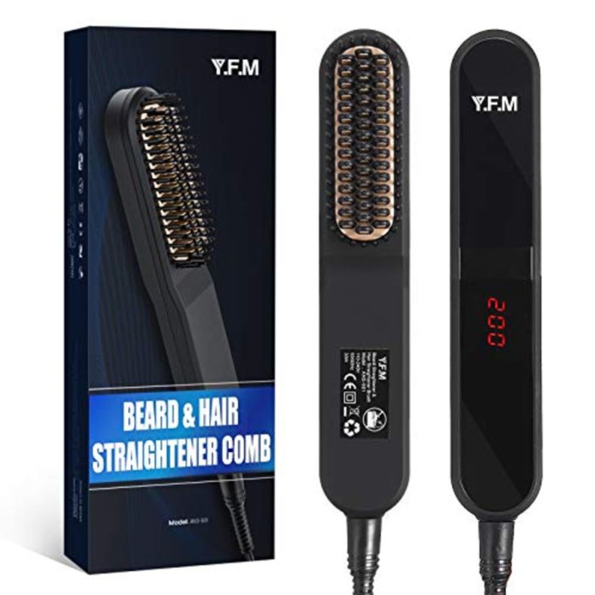 Y.F.M Quick Electric Hair Beard Straightener, Heated Beard Shaving Brush Comb for Men,