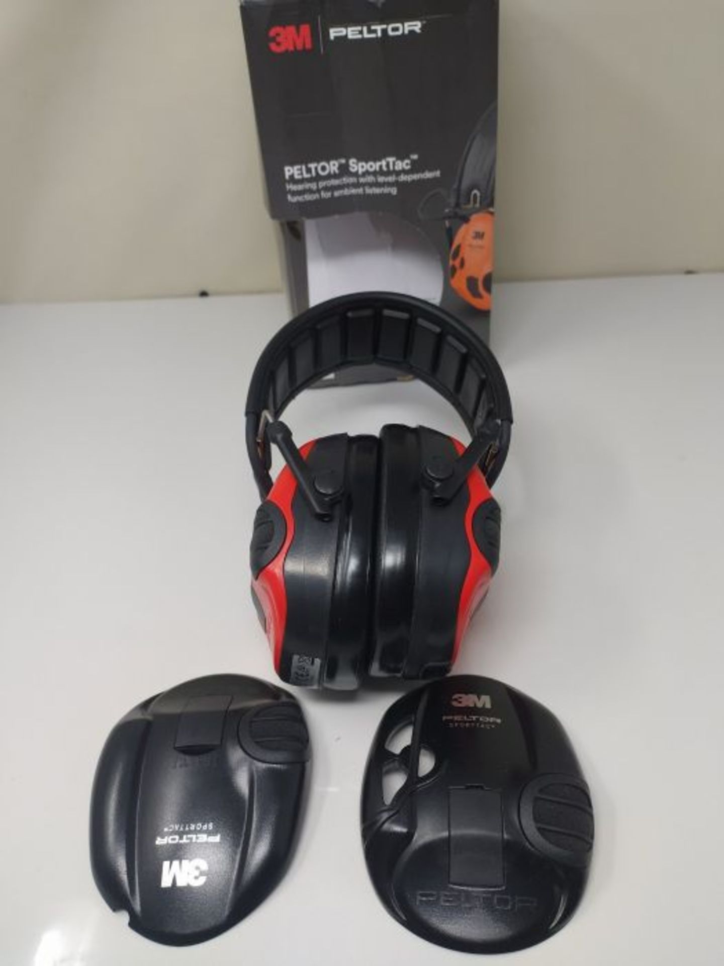 RRP £117.00 3M PELTOR SportTac Headset, 26 dB, Red / Black Cups, Foldable Headband, MT16H210F-478- - Image 2 of 2