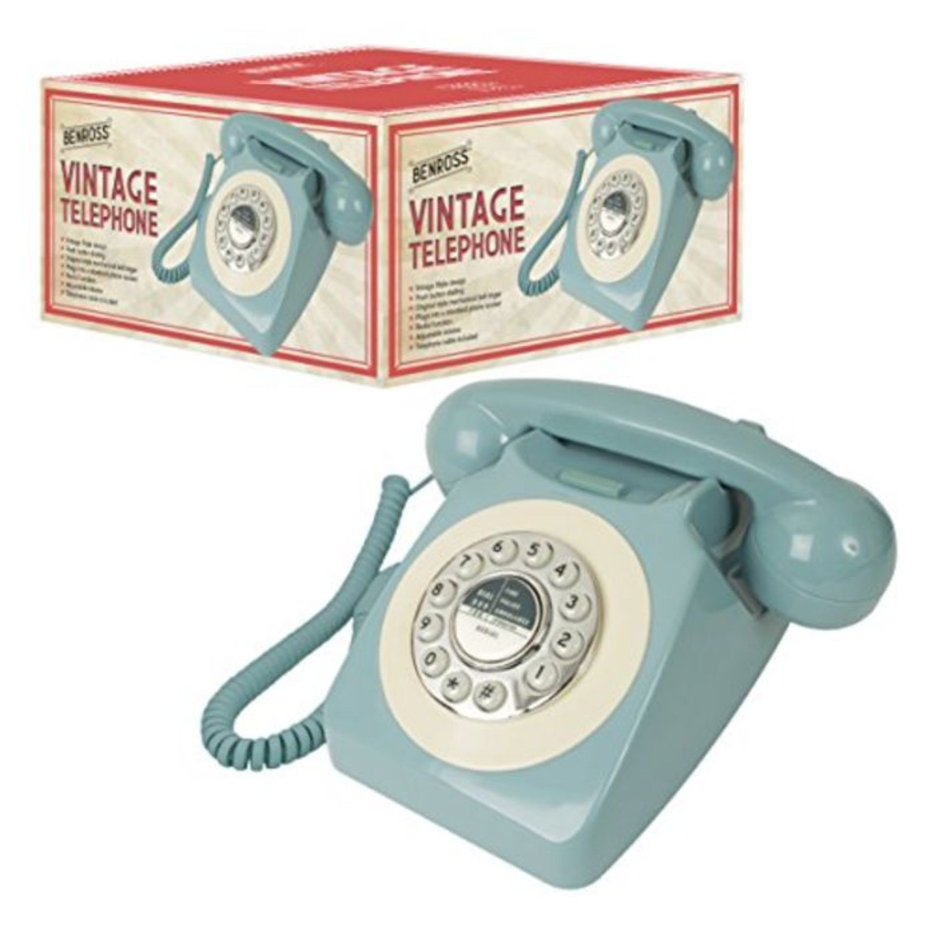 Benross 44540 Classic Retro Vintage Style Home Telephone - Blue