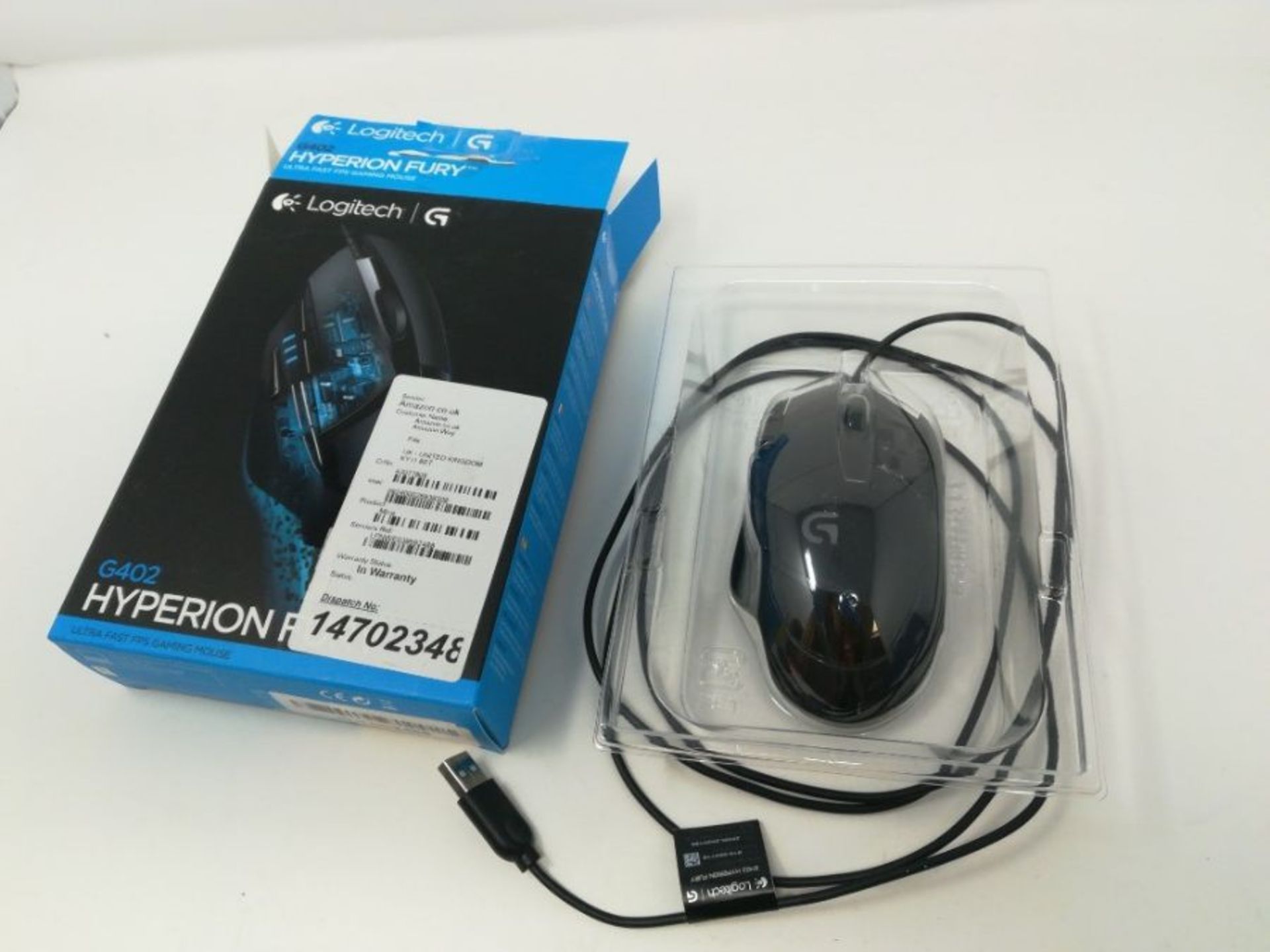 Logitech G402 Hyperion Fury Wired Gaming Mouse, 4,000 DPI, Lightweight, 8 Programmable - Image 2 of 2