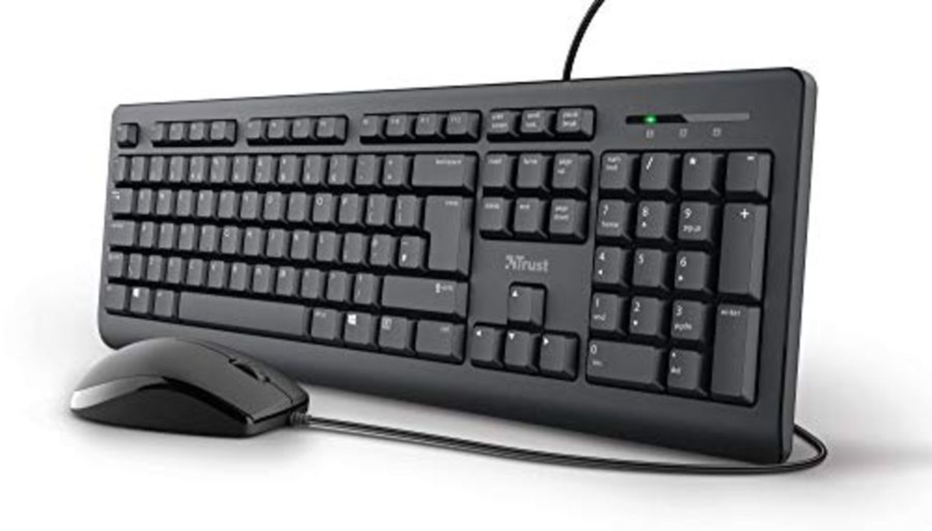 Trust Taro Wired Keyboard and Mouse Set - Qwerty UK Layout, Full-Size Keyboard, Spill-