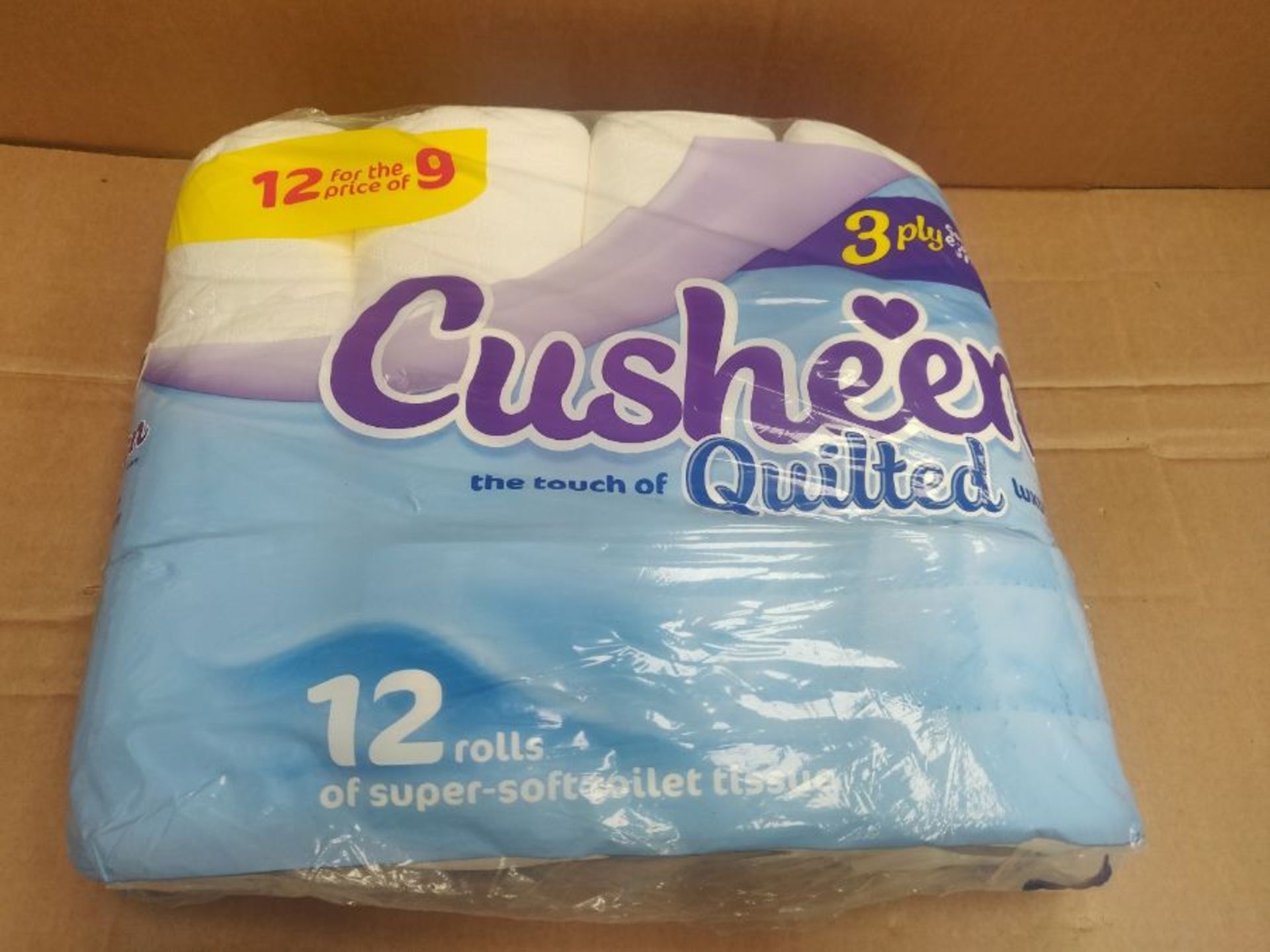 VinsaniÂ Cusheen Quilted Luxury White 3 Ply Hygiene Toilet Tissue Paper Rolls (Pack o - Image 2 of 2