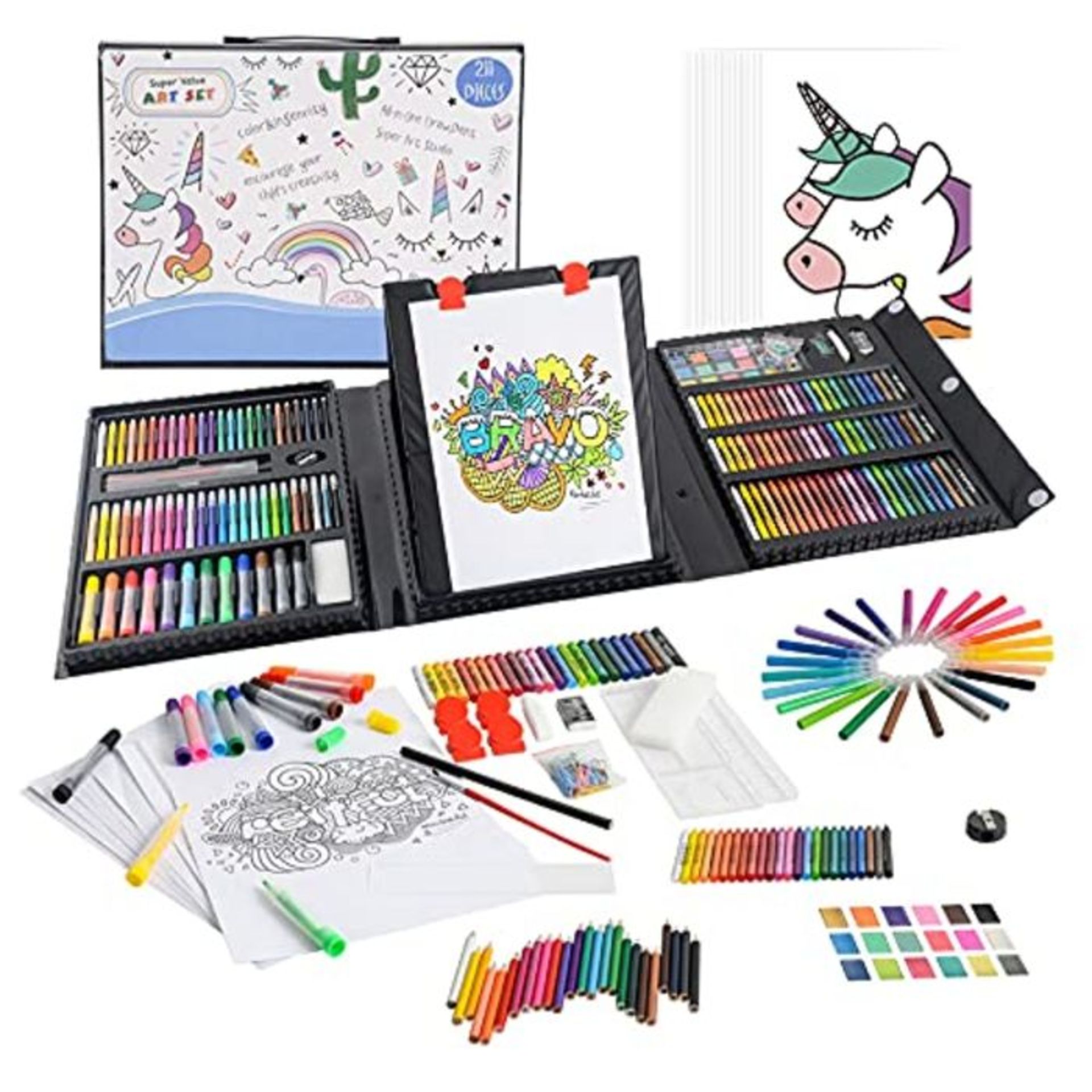 KIDDYCOLOR 211 Piece Deluxe Art Creativity Set Box for Beginners, Great Gift for Child