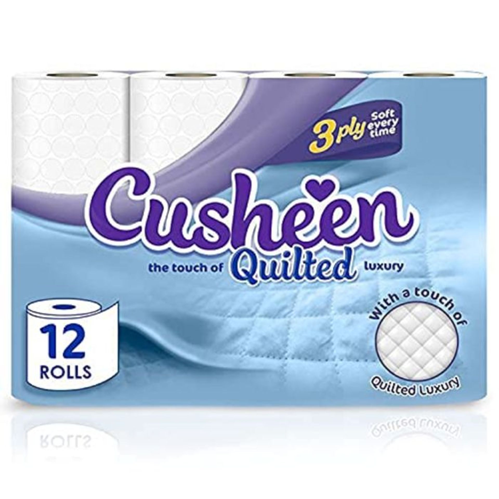 VinsaniÂ Cusheen Quilted Luxury White 3 Ply Hygiene Toilet Tissue Paper Rolls (Pack o