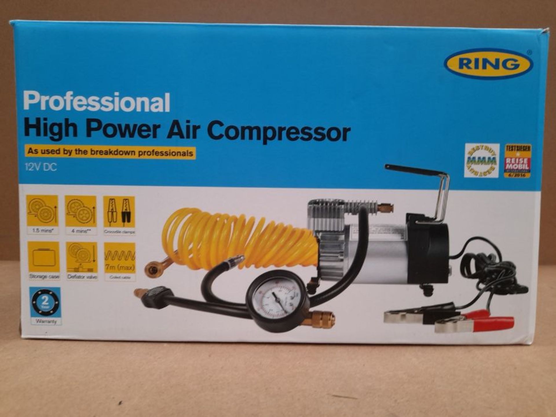 RRP £79.00 Ring RAC900 Heavy Duty Tyre Inflator, Air Compressor with 7m extendable airline, brass - Image 2 of 3