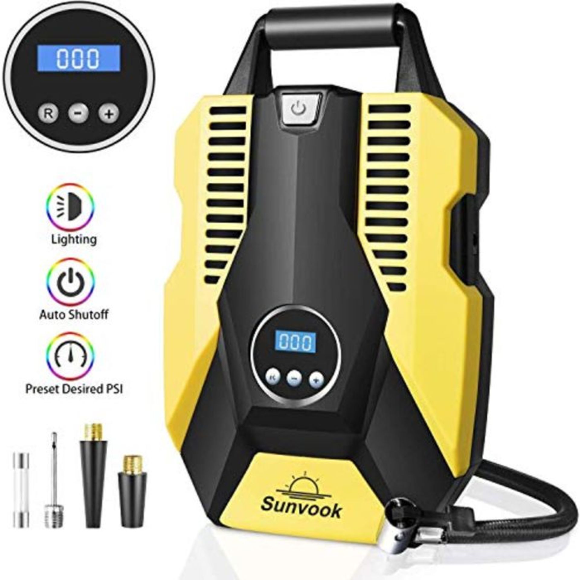 Sunvook Tyre Inflator Air Compressor Digital Tyre Pump 12V 120W 150PSI Touch Screen In