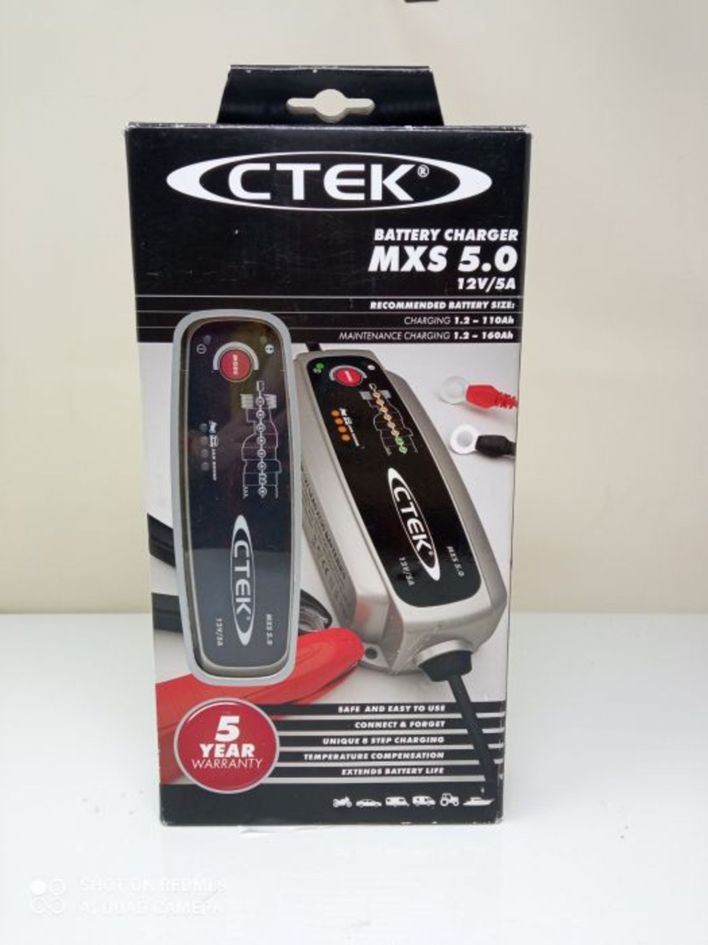 RRP £60.00 CTEK MXS 5.0 Battery Charger with Automatic Temperature Compensation - Image 2 of 3