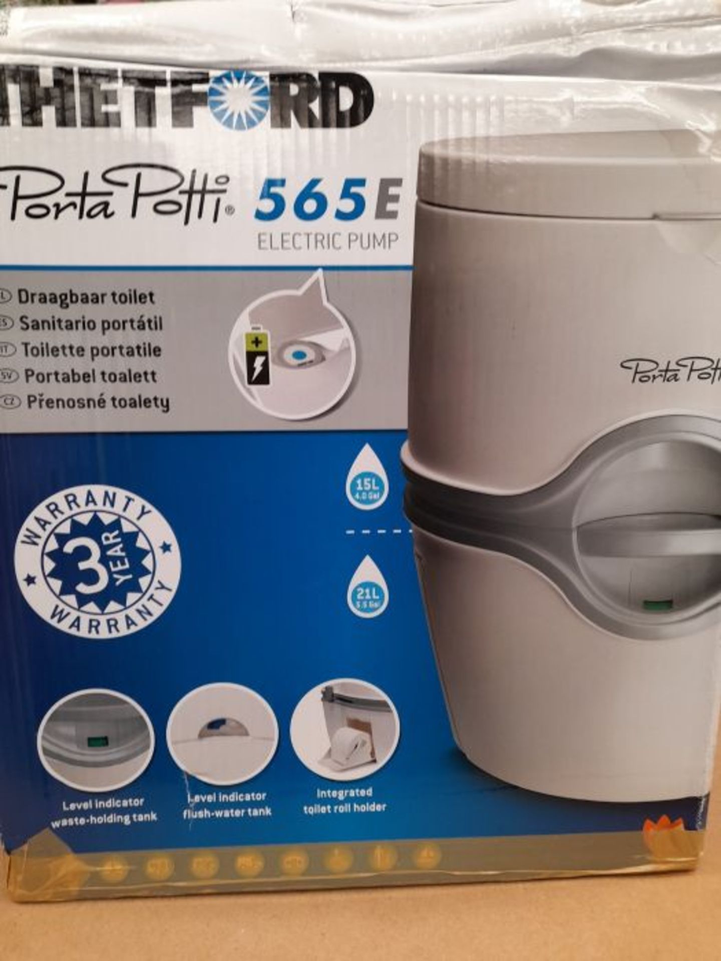 RRP £169.00 Thetford 92306 Porta Potti 565E Elettrico Toilette Portatili, Bianco, 448 x 388 x 450 - Image 2 of 3