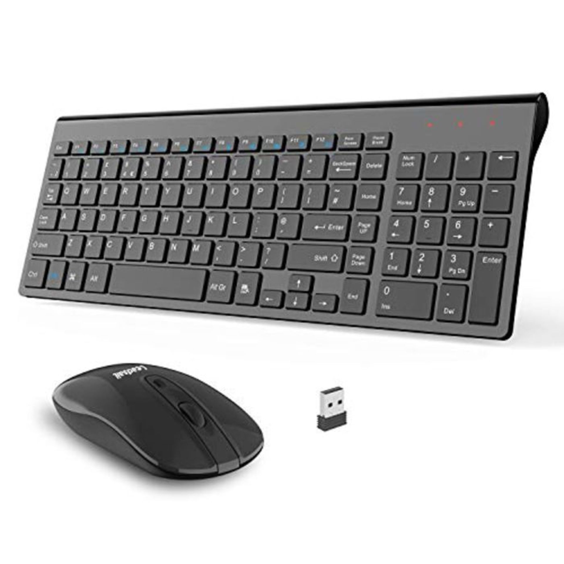 Slim Wireless Keyboard and Mouse Set, 2.4G Cordless QWERTY UK Layout USB Keyboard and