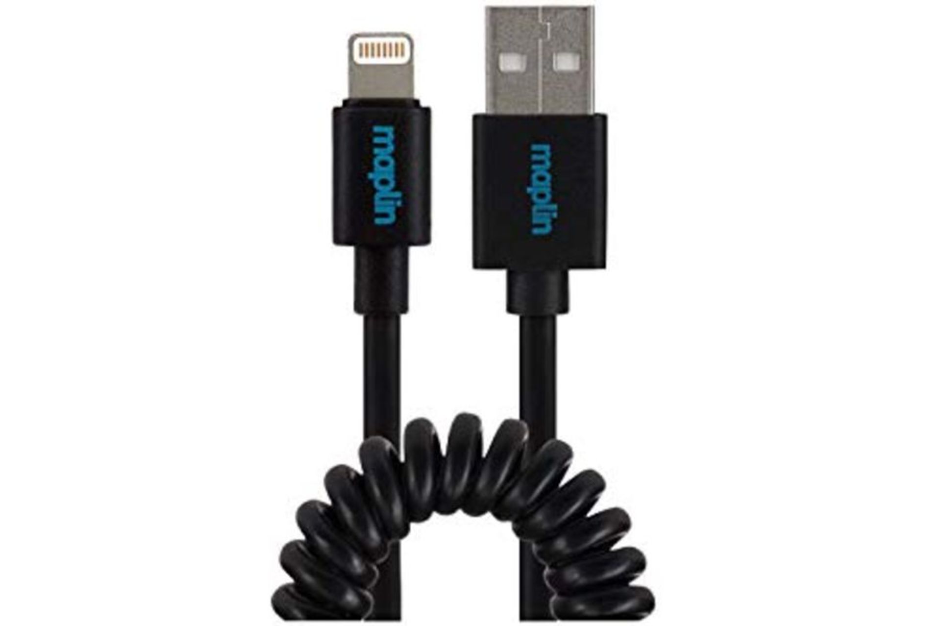 Maplin Premium Apple MFI Certified Tangle-Free Coiled Lightning to USB-A 2.0 Cable - B