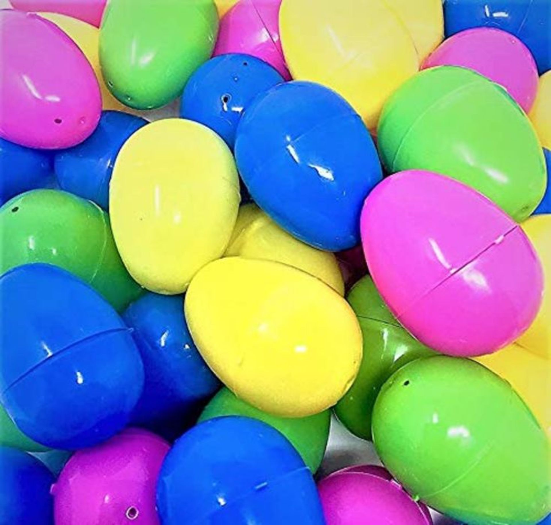 YLAB - 48 Empty Fillable Eggs - Plastic Easter Filler Eggs: 6x4cm - Will Hold Creme Eg