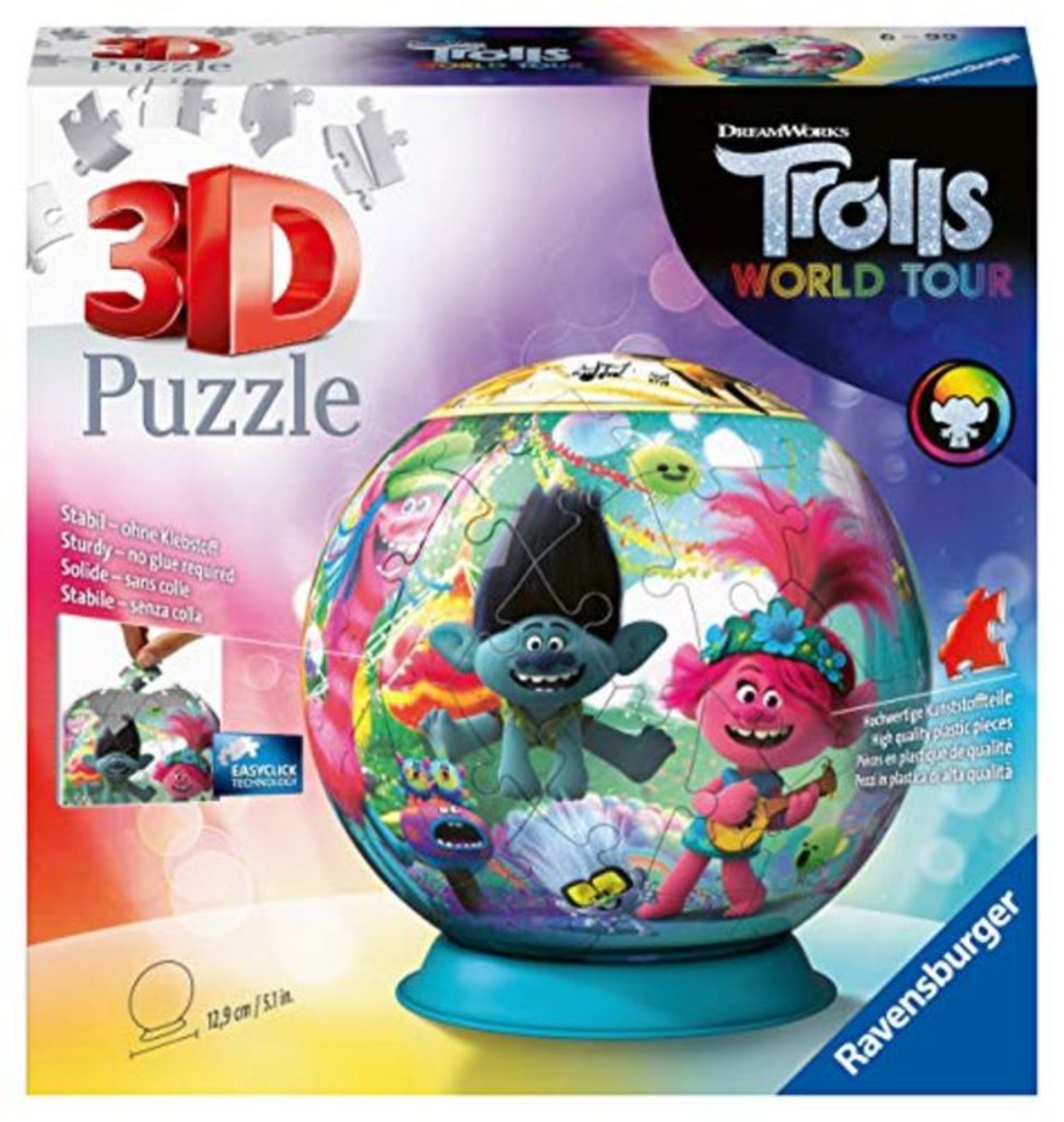 Ravensburger Trolls 2 World Tour 72 Piece 3D Jigsaw Puzzle Ball for Kids Age 6 Years U