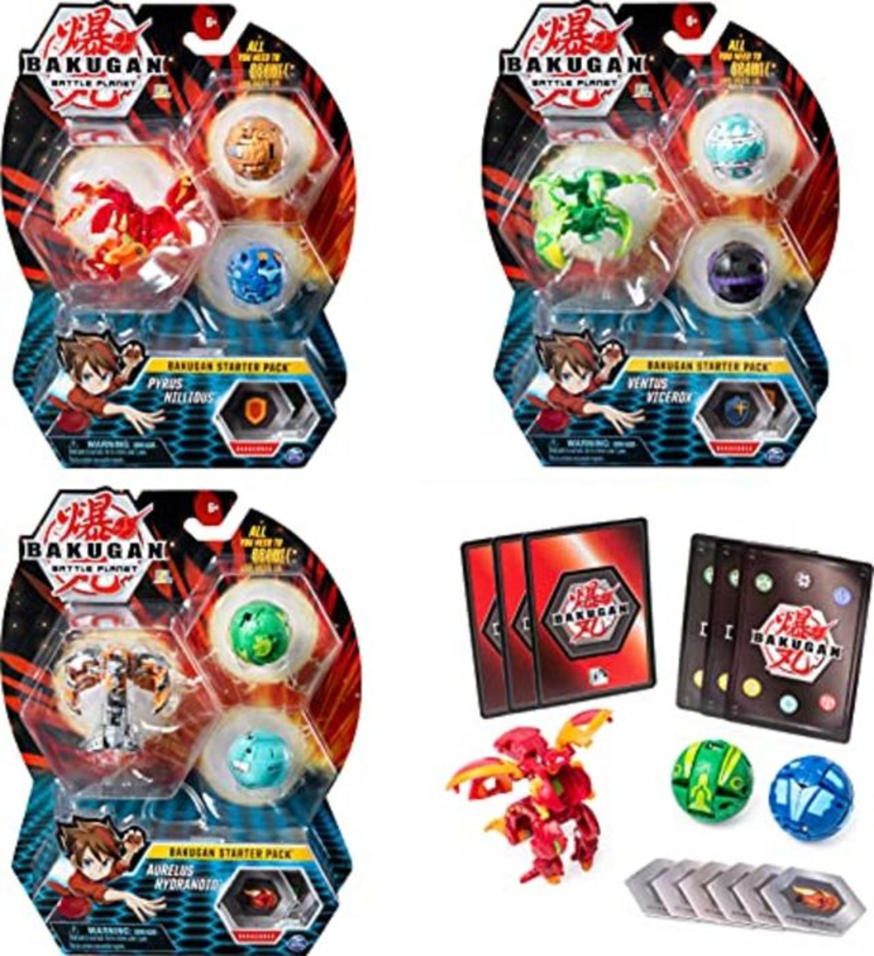 BAKUGAN 6045144 Starter Pack Set Assortment (Styles May Vary-One Supplied), Multi Colo