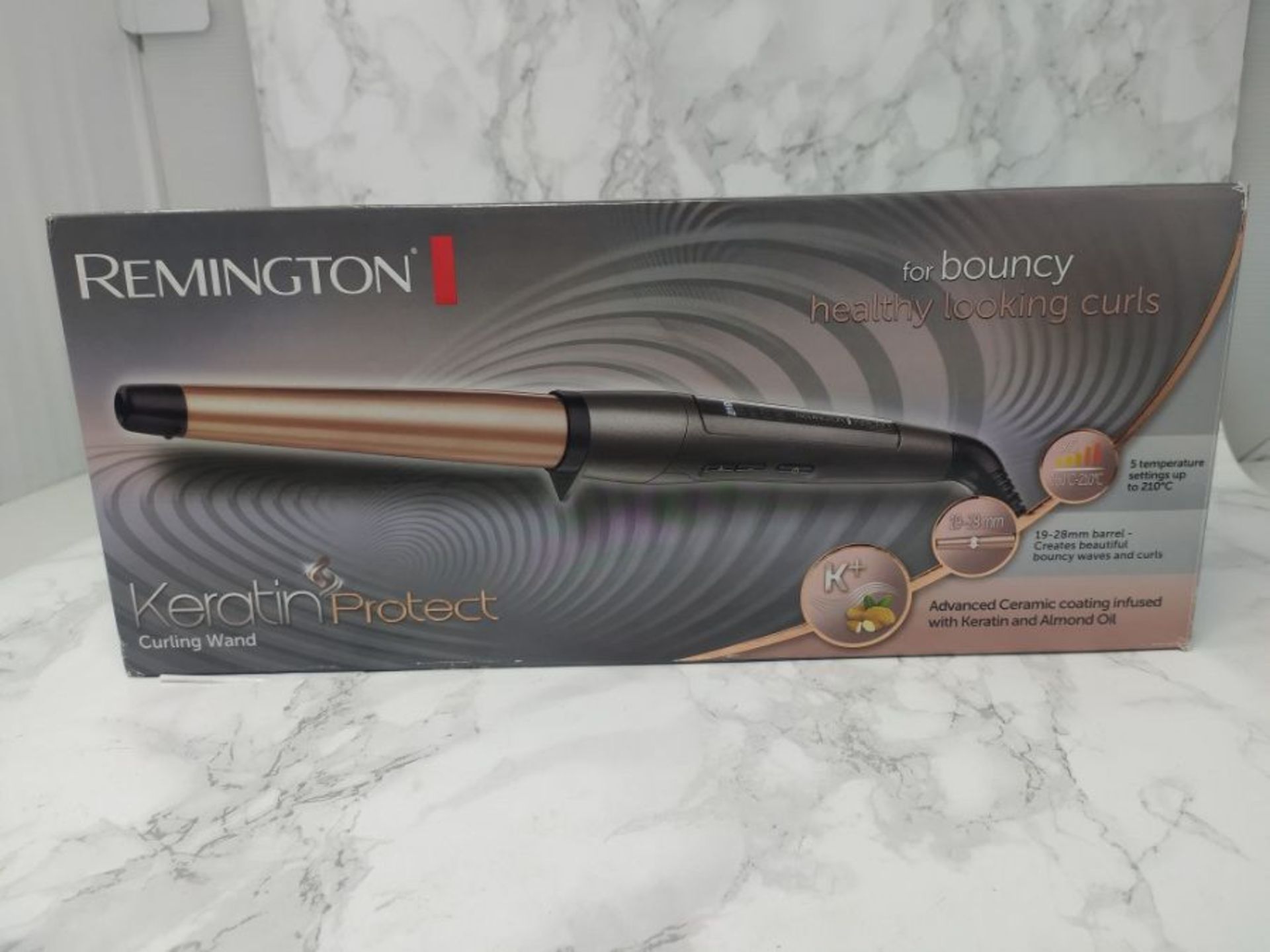 Remington Keratin Protect Hair Curling Wand, Infused with Keratin and Almond Oil for H - Image 2 of 3