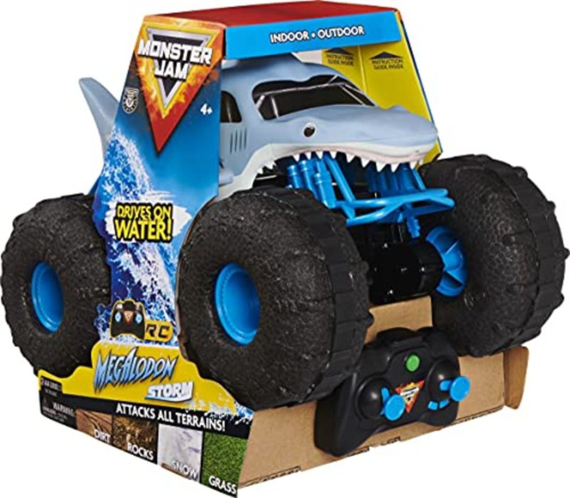 RRP £59.00 Monster Jam Official Megalodon STORM All-Terrain Remote Control Monster Truck, 1:15 Sc