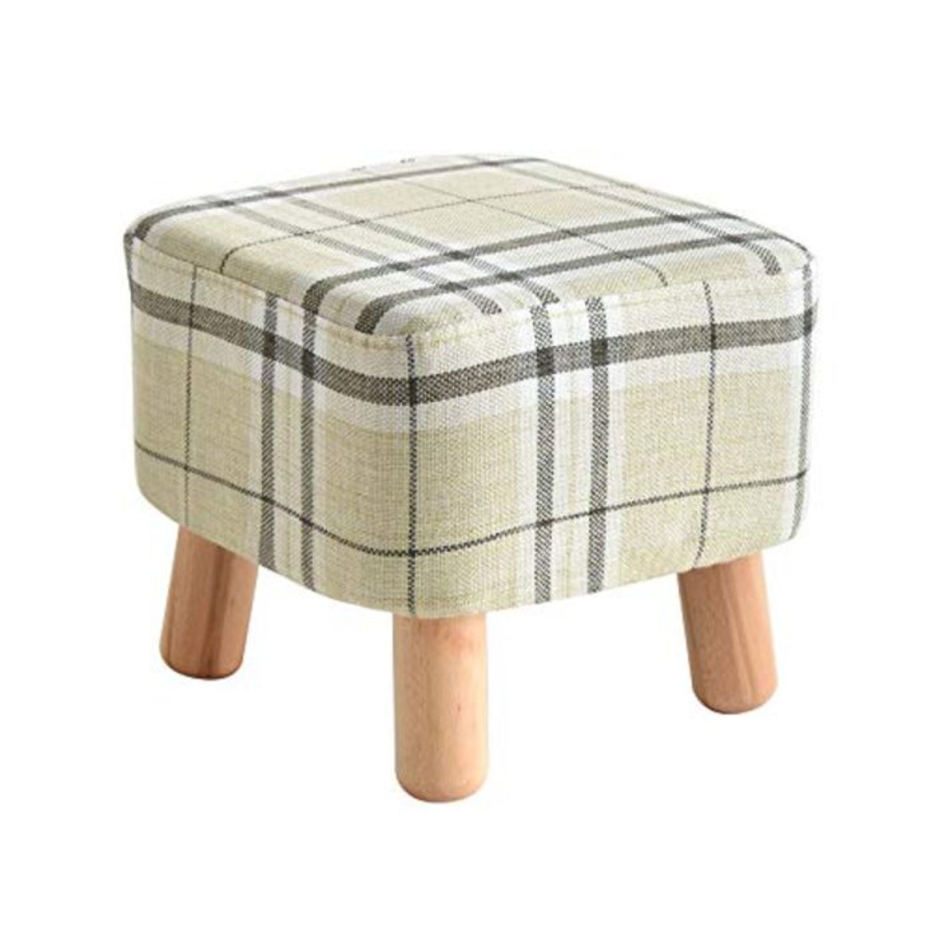 IBUYKE Wooden Upholstered Footstool Ottoman Pouffe Stool Low Stool Fabric Sofa Stool S