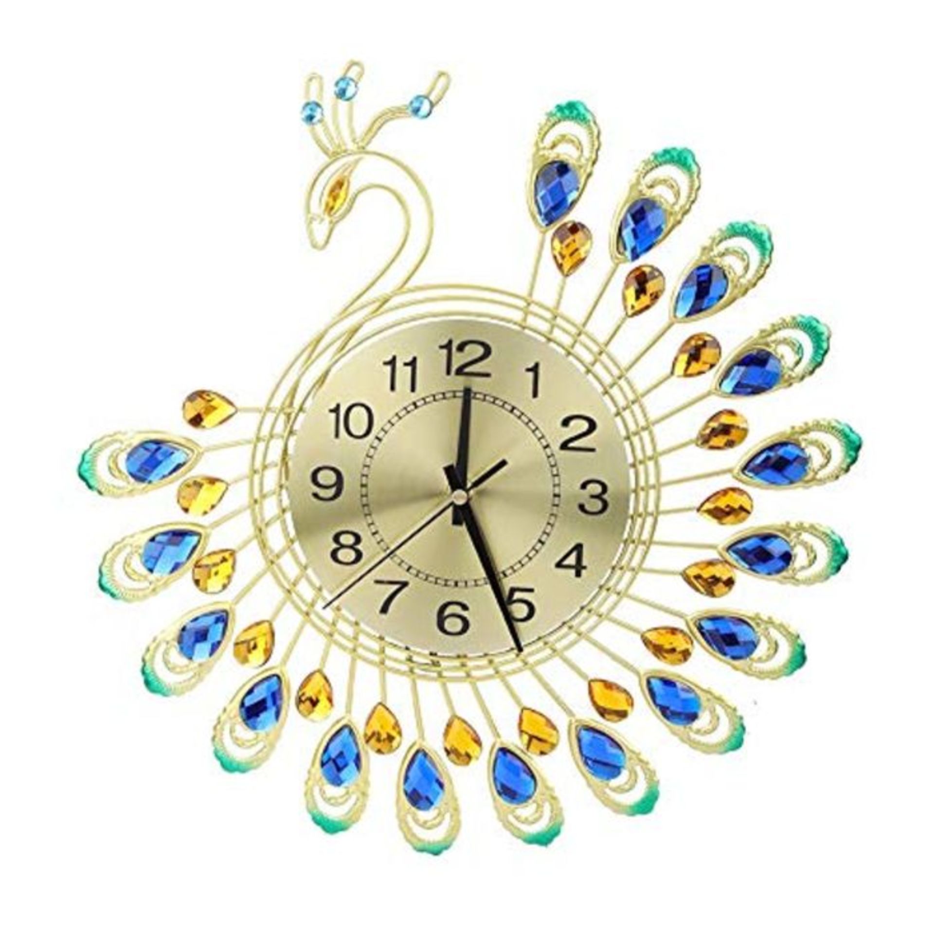 SANON Crystal Diamond Wall Clock, Modern Art Dial 3D Crystal Mute Wall Clock Metal Nee