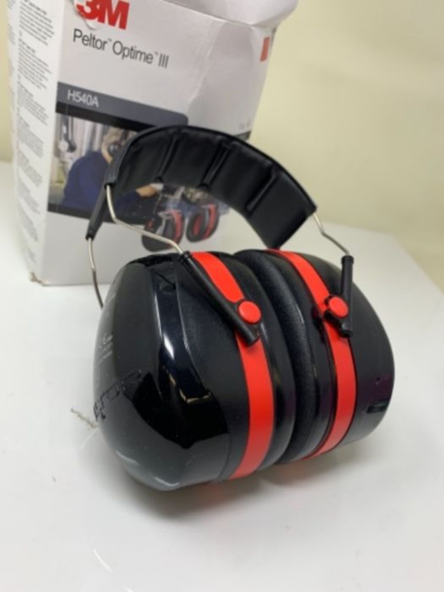 3M Peltor Optime III Earmuffs with Headband, 35 dB, Black/Red  Protection against h - Image 3 of 3