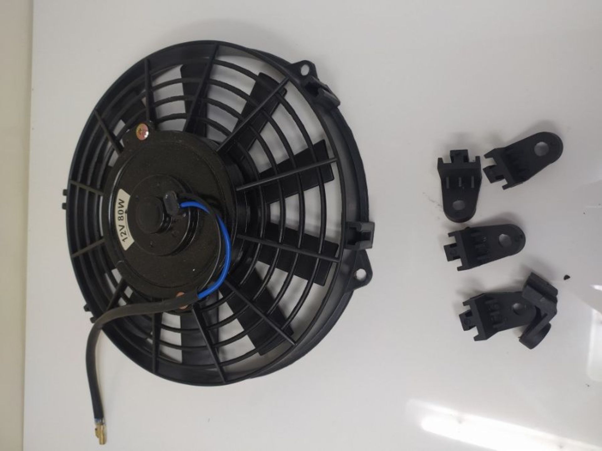 Universal Car Cooling Fan, 12V 80W 9inch Curved Blade Air Conditioner Engine Electroni - Image 2 of 2