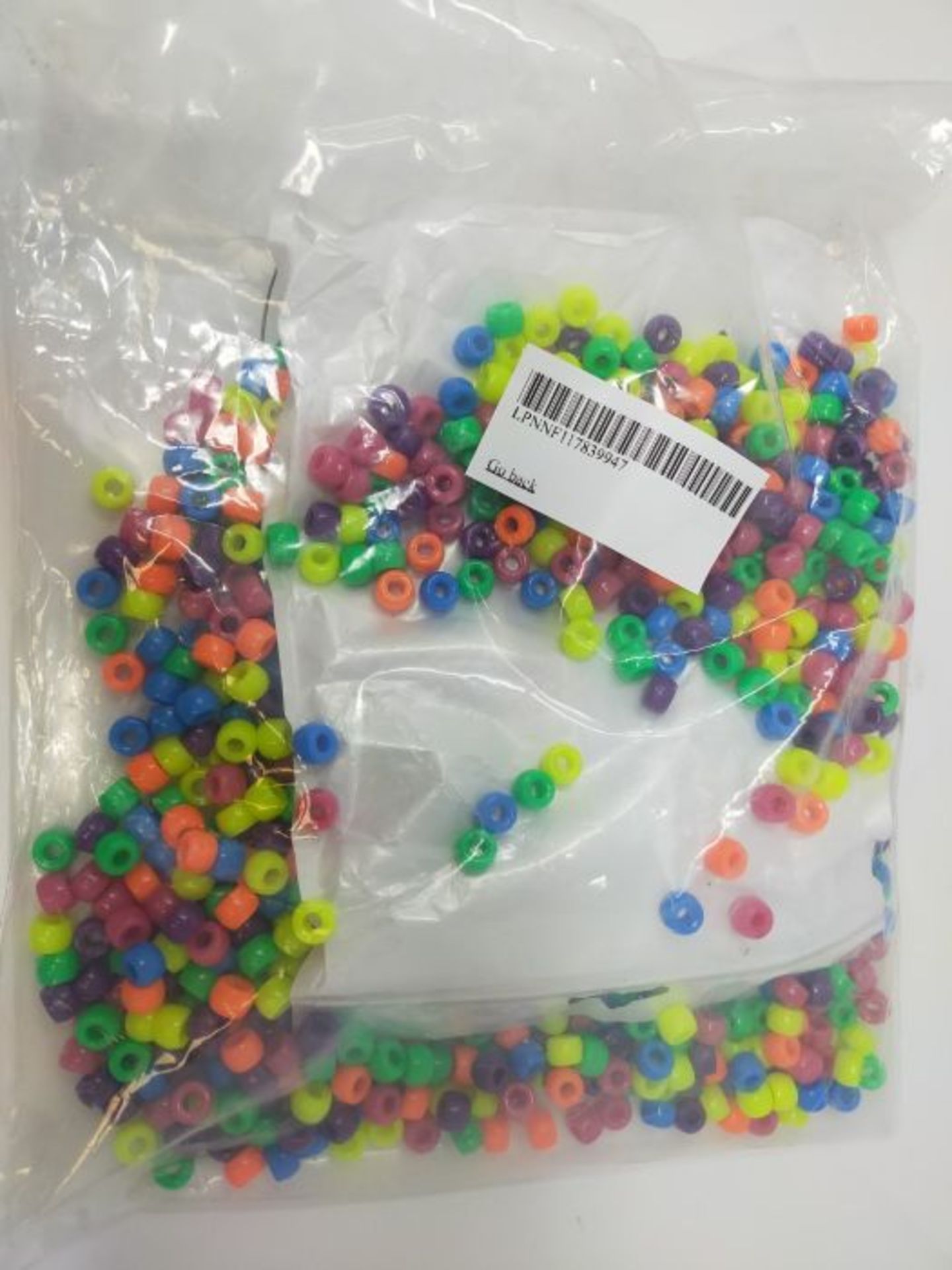Bright Neon Rainbow Plastic Pony Beads, 6 x 9mm, Made in The USA, Multi-Color Mix 1000 - Image 2 of 3