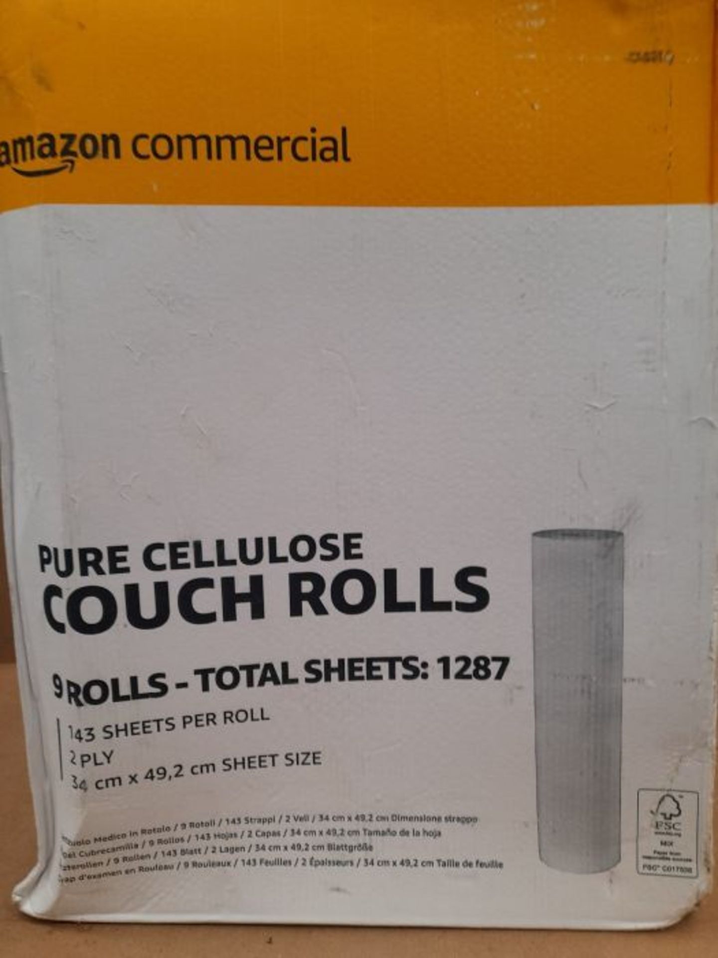 AmazonCommercial Premium Cellulose Couch Rolls, 20" - 2 PLY - 50 Metres per roll, 9-Pa - Image 2 of 3