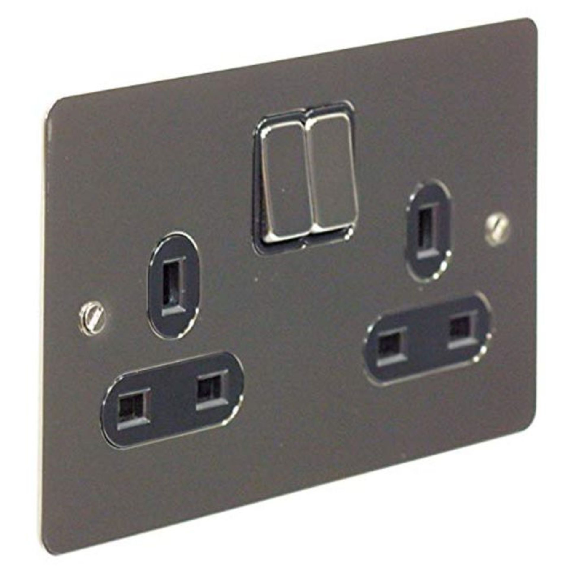 Schneider Electric Ultimate Flat Plate - Switched Double Power Socket, Double Pole, 13