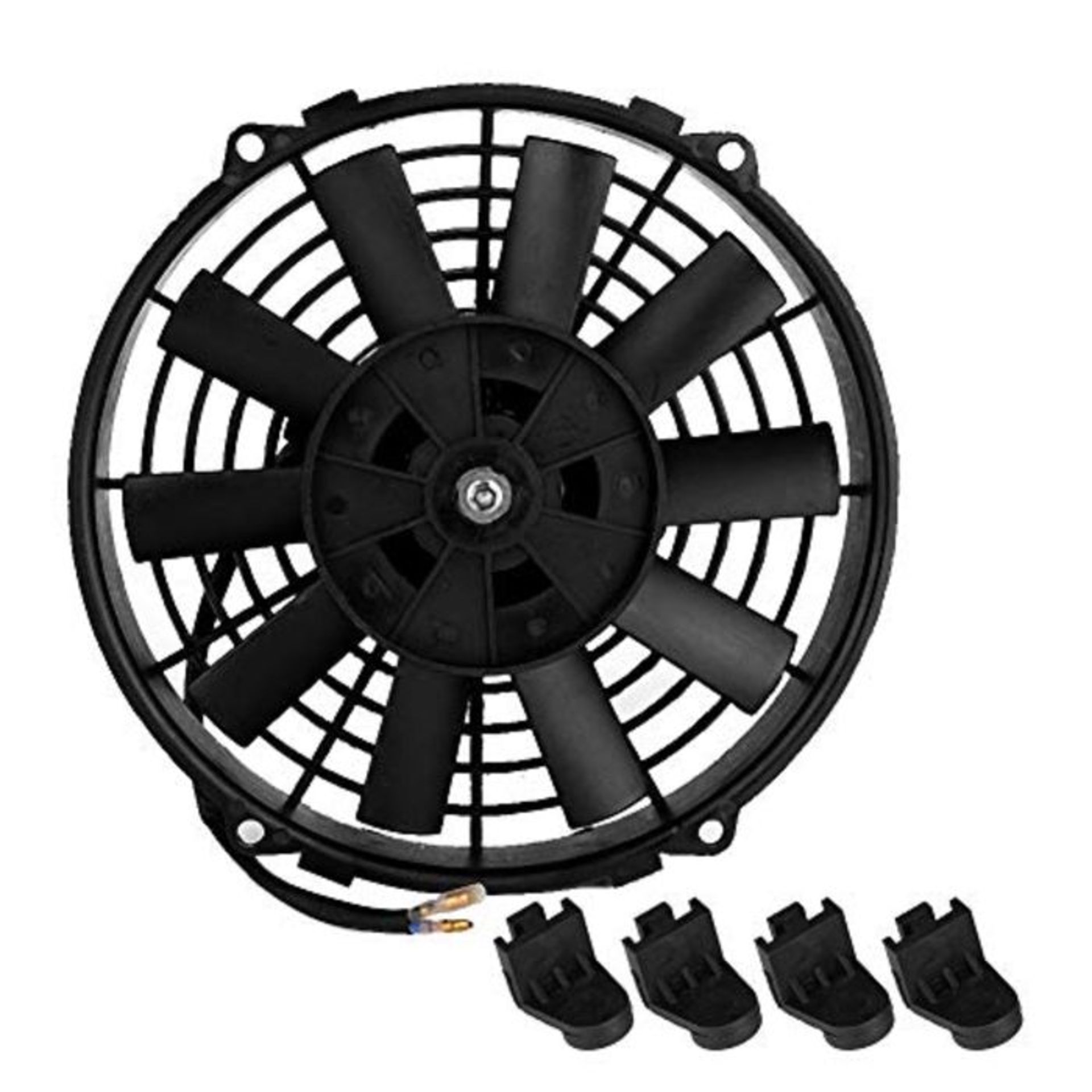 Universal Car Cooling Fan, 12V 80W 9inch Curved Blade Air Conditioner Engine Electroni
