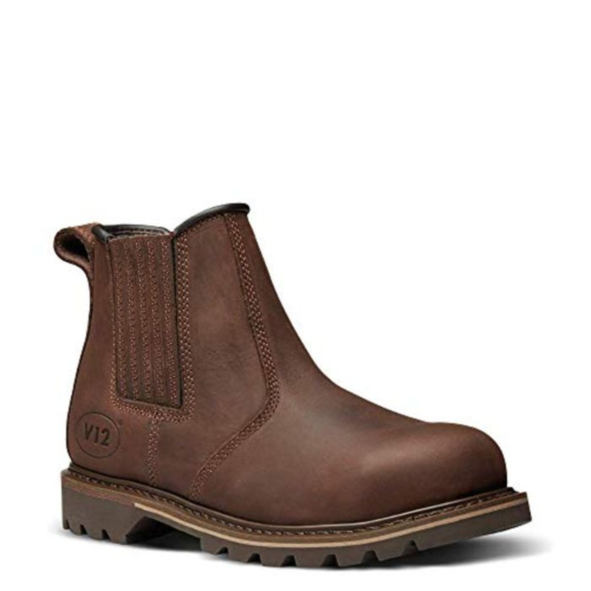 RRP £69.00 V12 V1231 Rawhide Full Grain Leather Safety Dealer Boot, Size 10, Brown