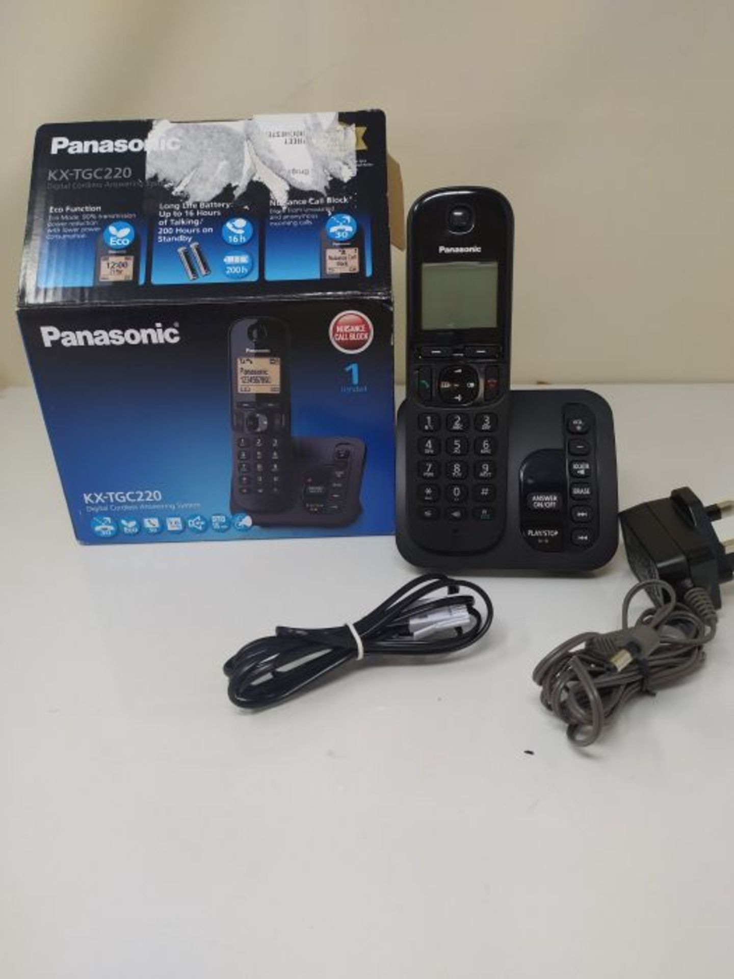 Panasonic KX-TGC220EB DECT Cordless Phone with Answering Machine, 1.6 Inch Easy-to-Rea - Image 2 of 2
