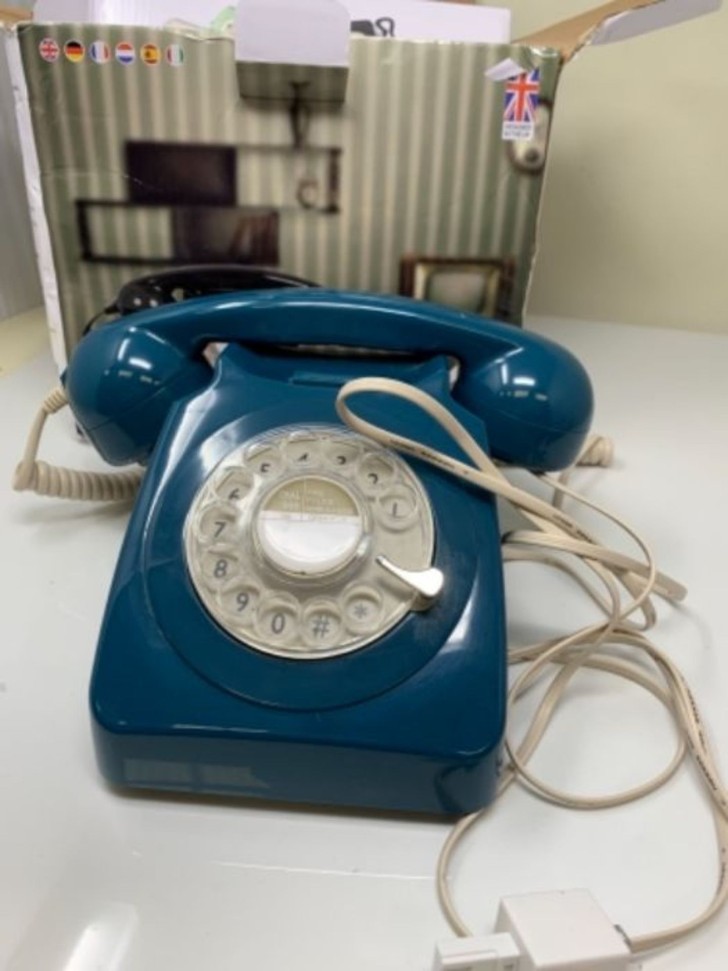 RRP £52.00 GPO 746 Rotary Retro Phone - 1970s-style Landline Telephone with Curly Cord and Authen - Image 3 of 3