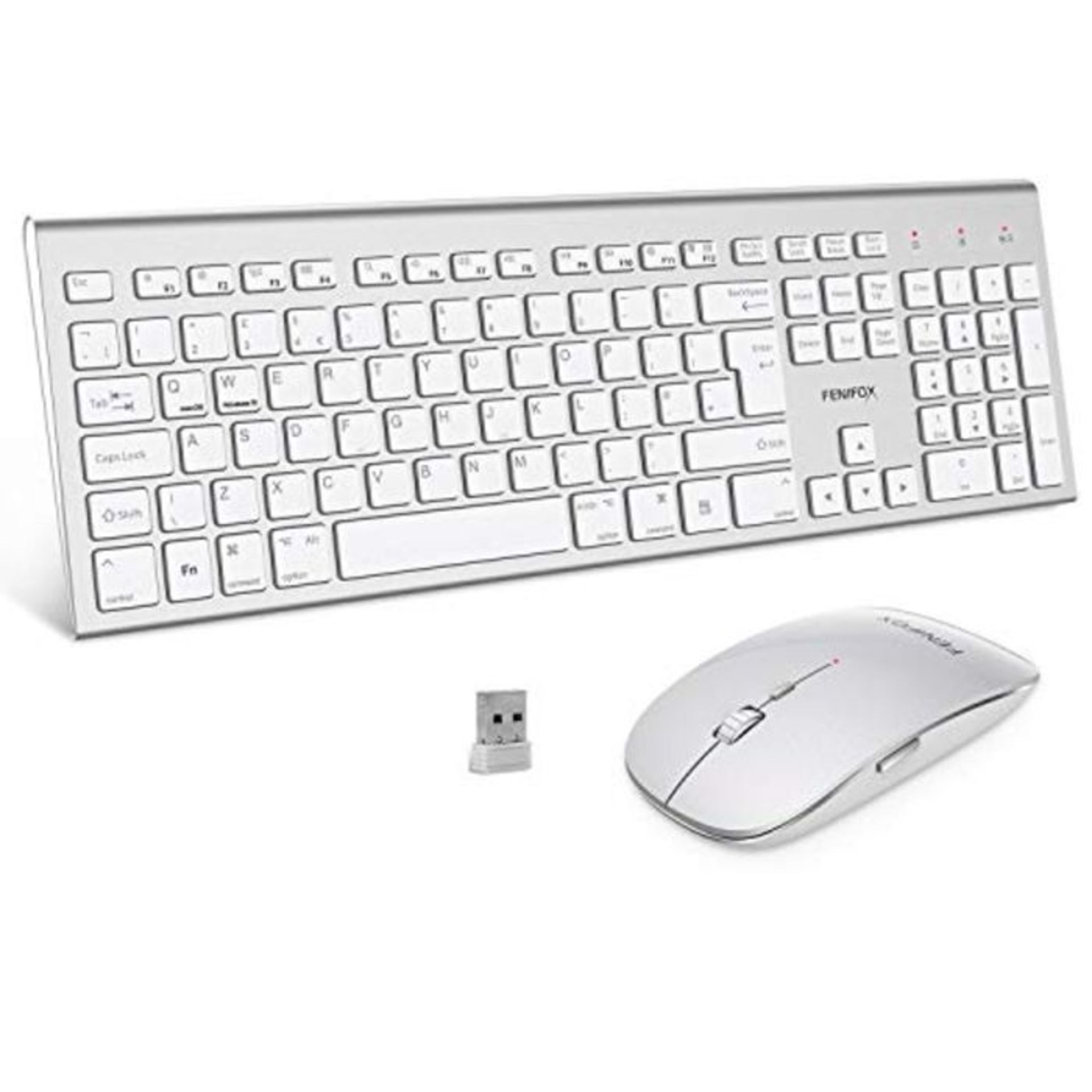 FENIFOX Wireless Keyboard & Mouse Set, Dual System Switching Ergonomic 2.4G USB QWERTY