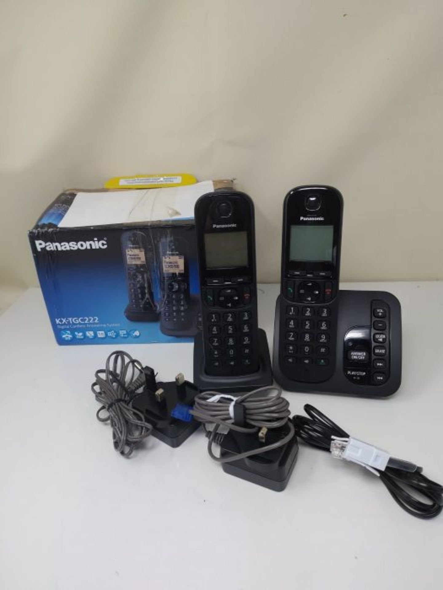 Panasonic KX-TGC222EB DECT Cordless Phone with Answering Machine, 1.6 inch Easy-to-Rea - Image 2 of 2