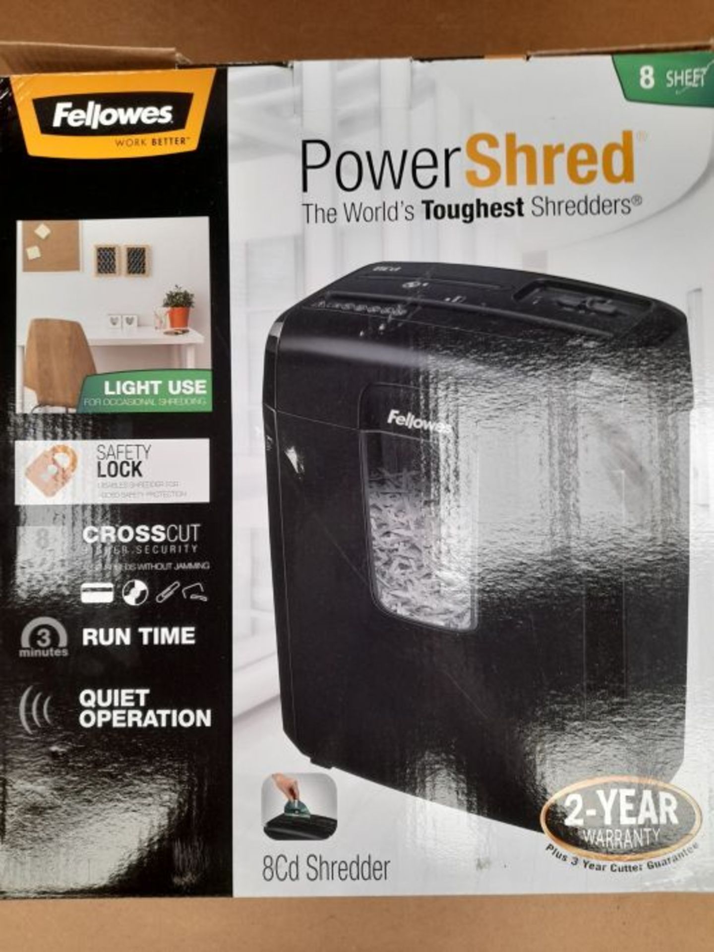 Fellowes Powershred 8Cd Personal 8 Sheet Cross Cut Paper Shredder for Home Use - with - Image 2 of 3