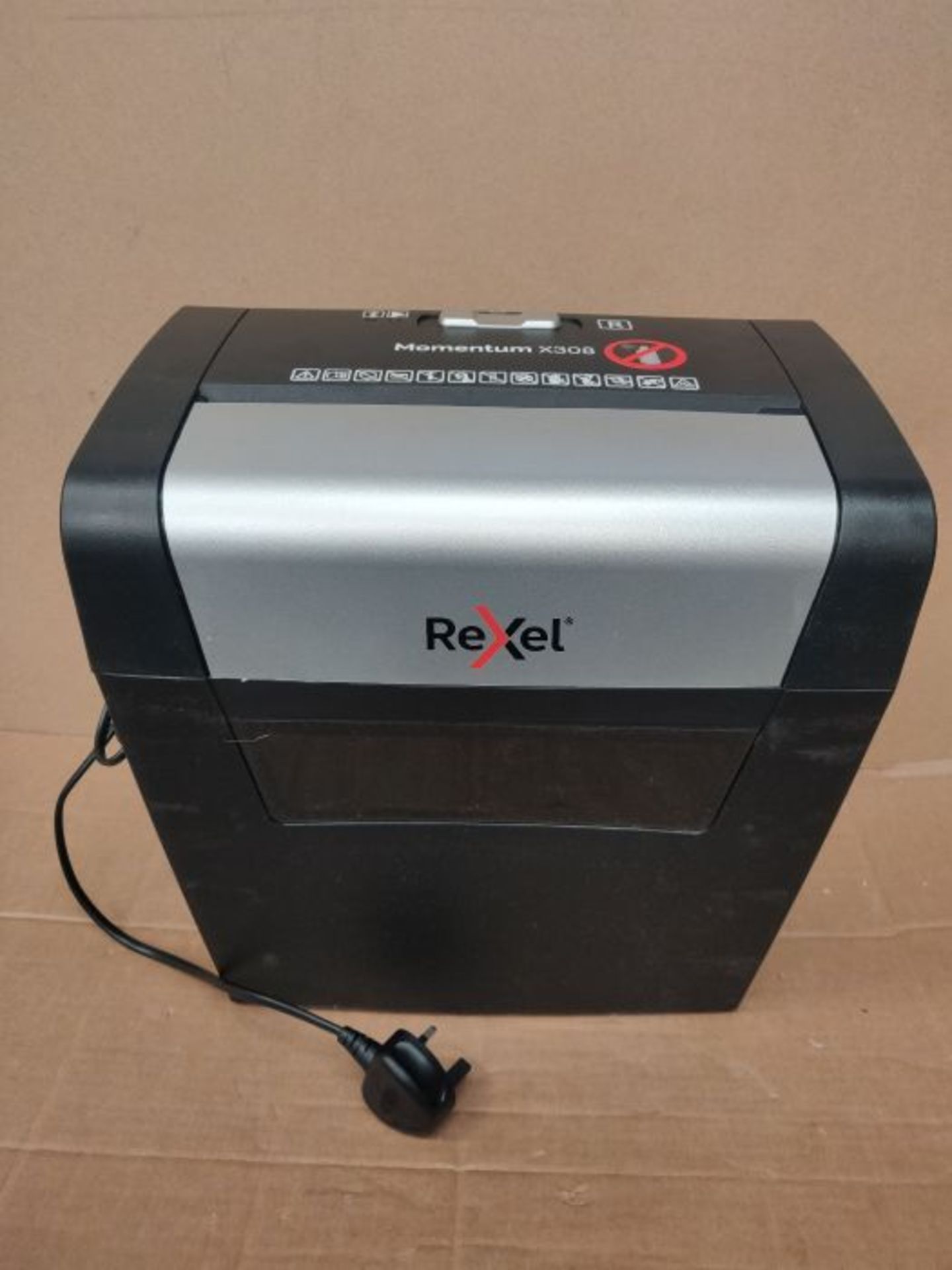 Rexel Momentum X308 Cross Cut Paper Shredder, Shreds 8 Sheets, 15 Litre Bin, Black, 21 - Image 3 of 3