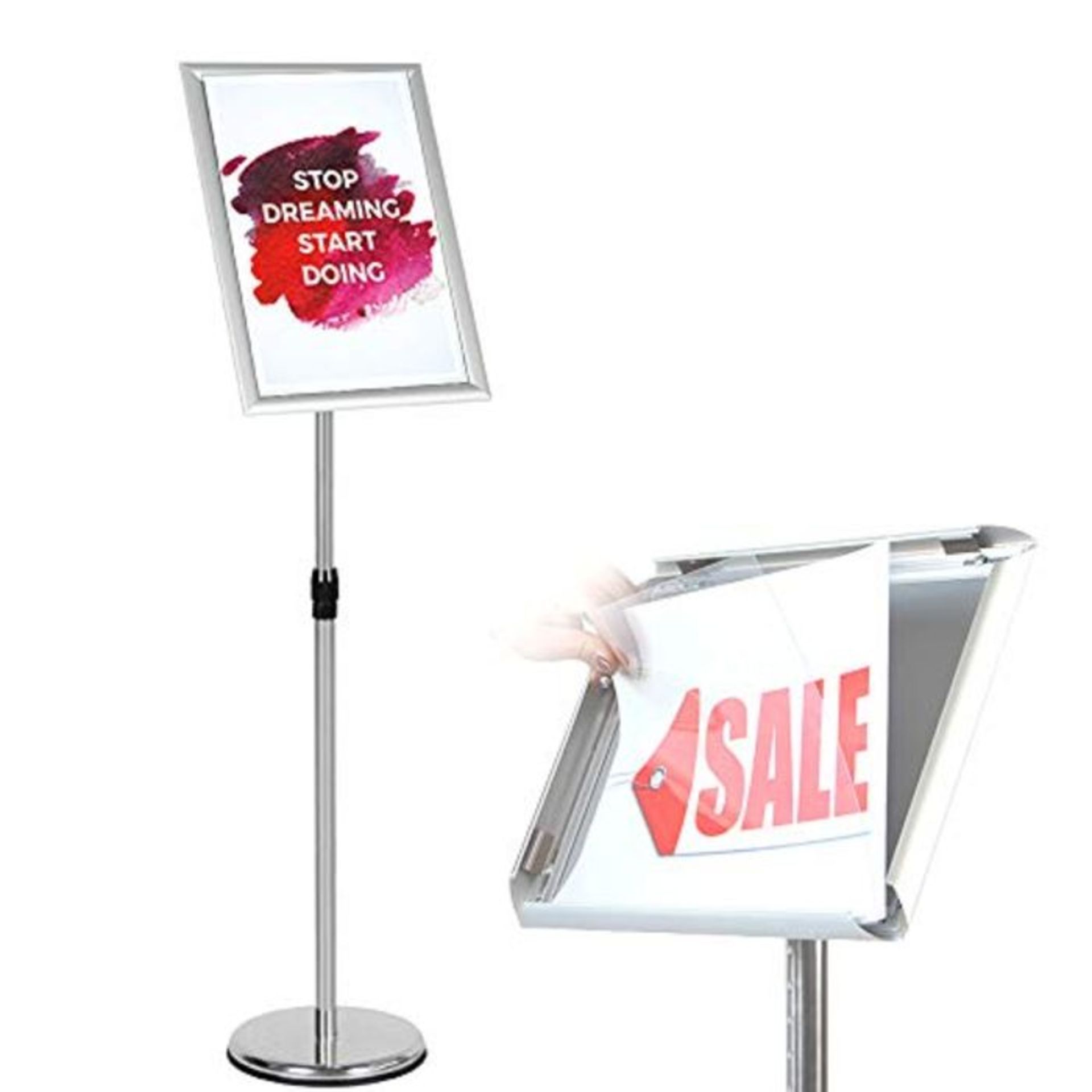 Poster Stand A4 Notice Display Stand Sign Holder Adjusted Height Angle Aluminum Snap