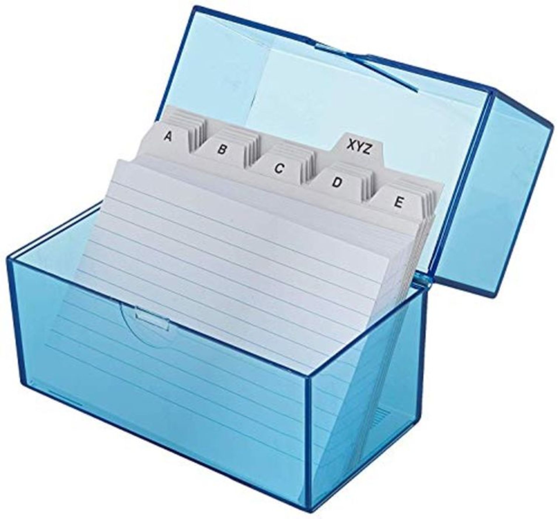 Wedo 2506303 Card boxes (DIN A6 transverse for about 200 cards, plastic translucent bl