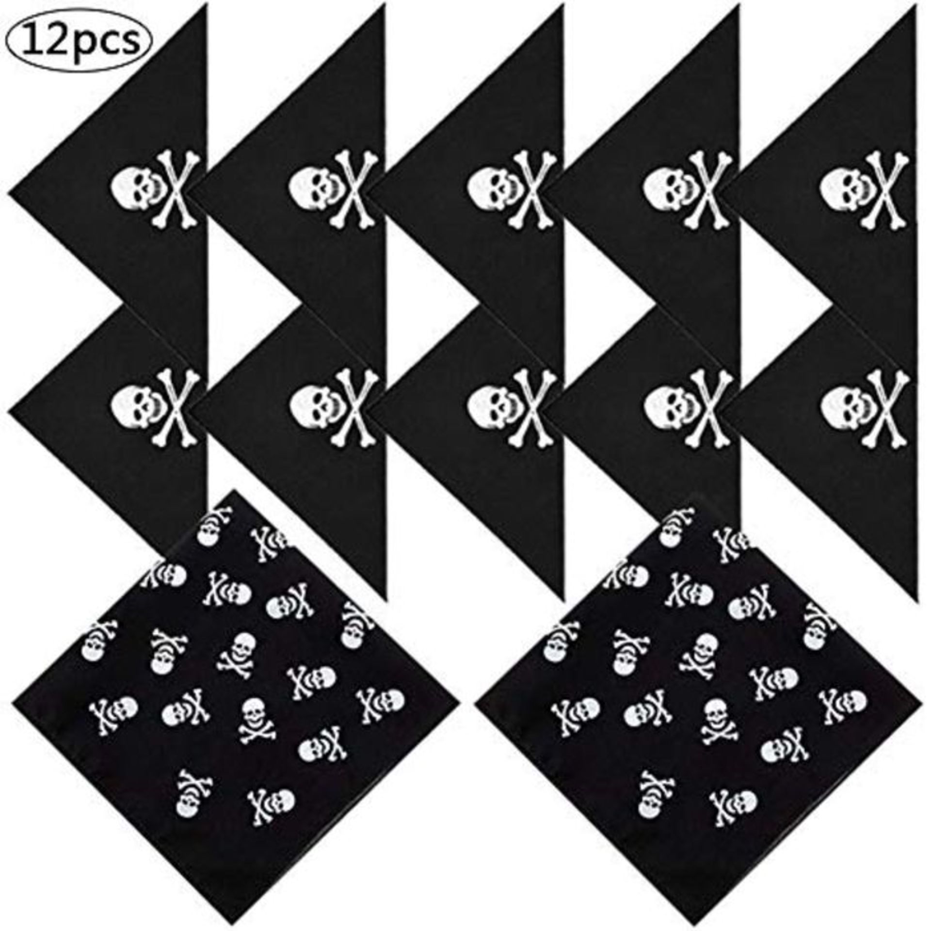 BESTZY 12 Pack Pirate Bandana Black Pirate Captain's Headscarf for Pirate Theme Party,