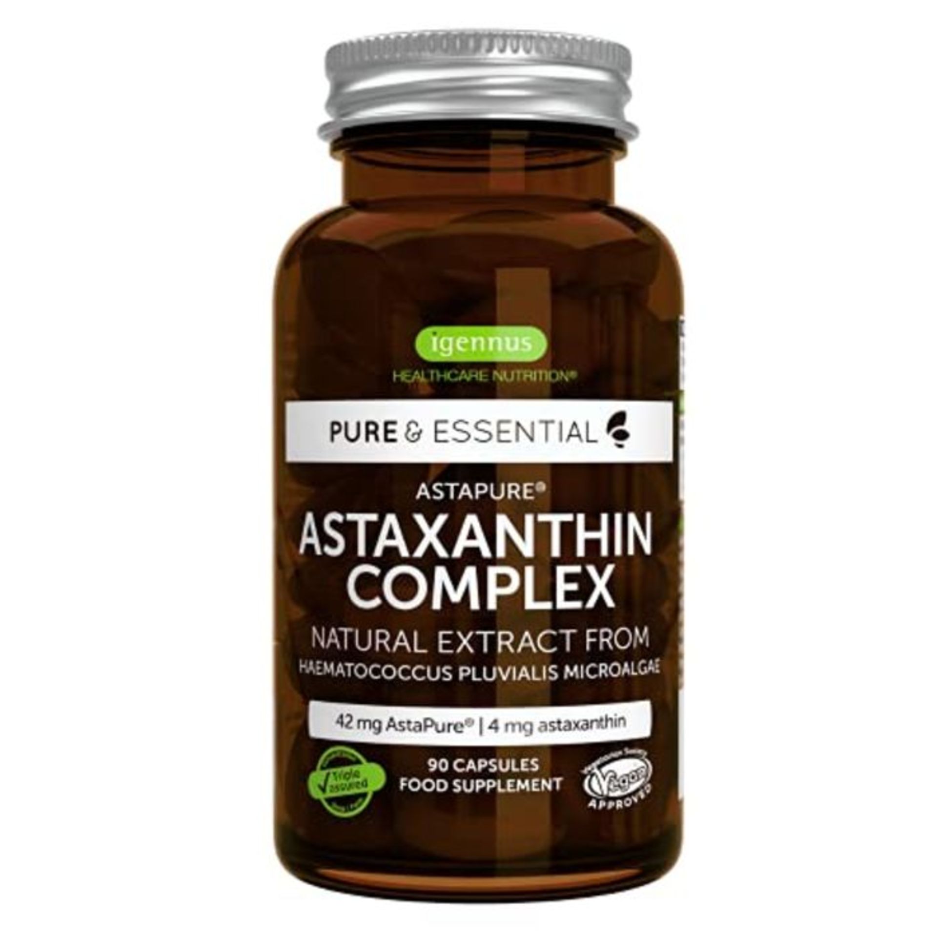 Pure & Essential Astaxanthin Complex, 42 mg Astapure Providing 4 mg H. Pluvialis Astax