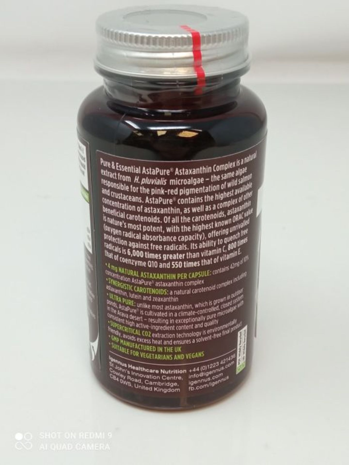 Pure & Essential Astaxanthin Complex, 42 mg Astapure Providing 4 mg H. Pluvialis Astax - Image 3 of 3