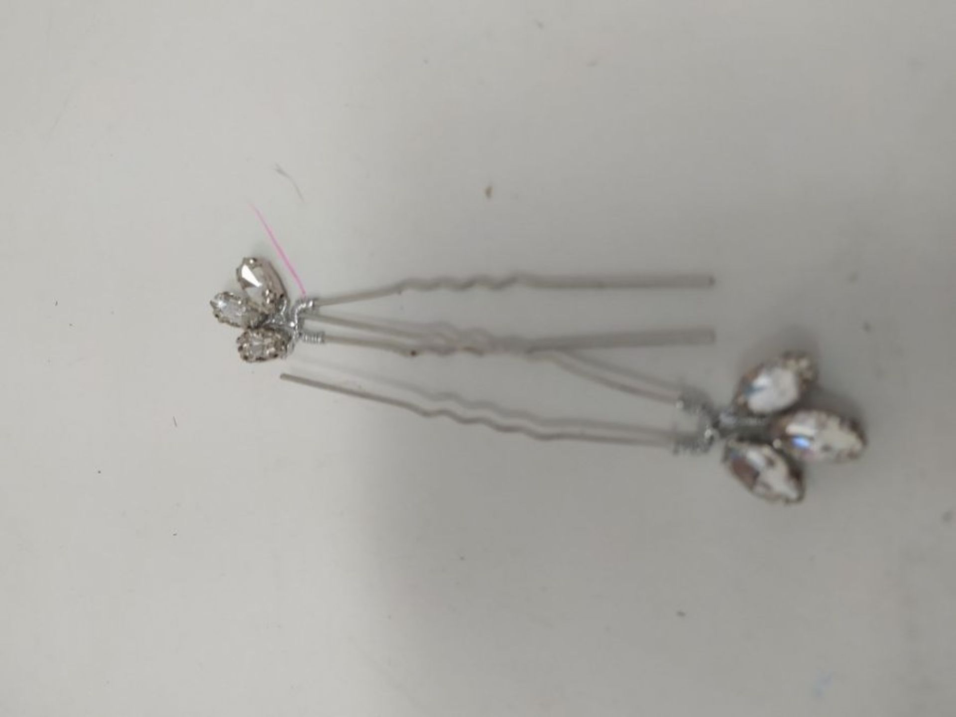 Chargances Bride Silver Crystal Hair Pins Bobby Hair Pins Brial Haedpiece Handmade Rhi - Image 2 of 2