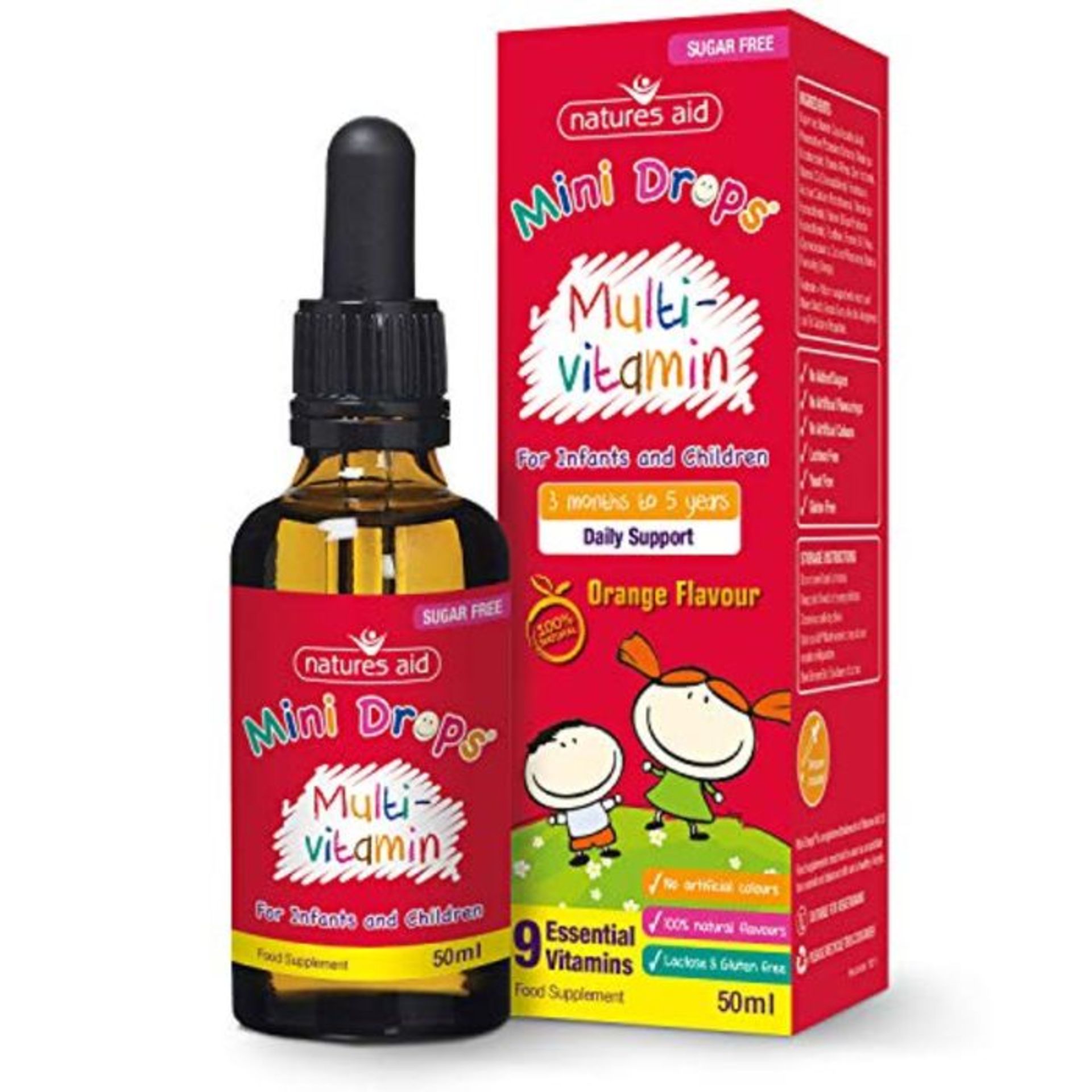 Natures Aid Mini Drops Multi-vitamin for Infants and Children, Sugar Free, 50 ml