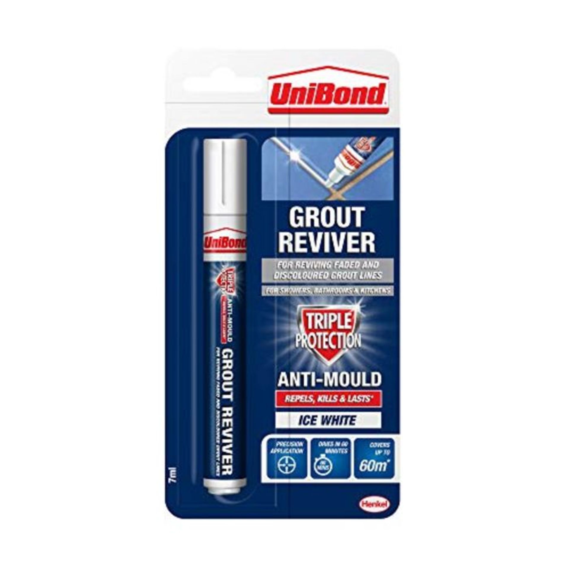 Unibond Grout Reviver Pen, White Grout Pen for Restoring Bathroom Grout Joints, Easy t