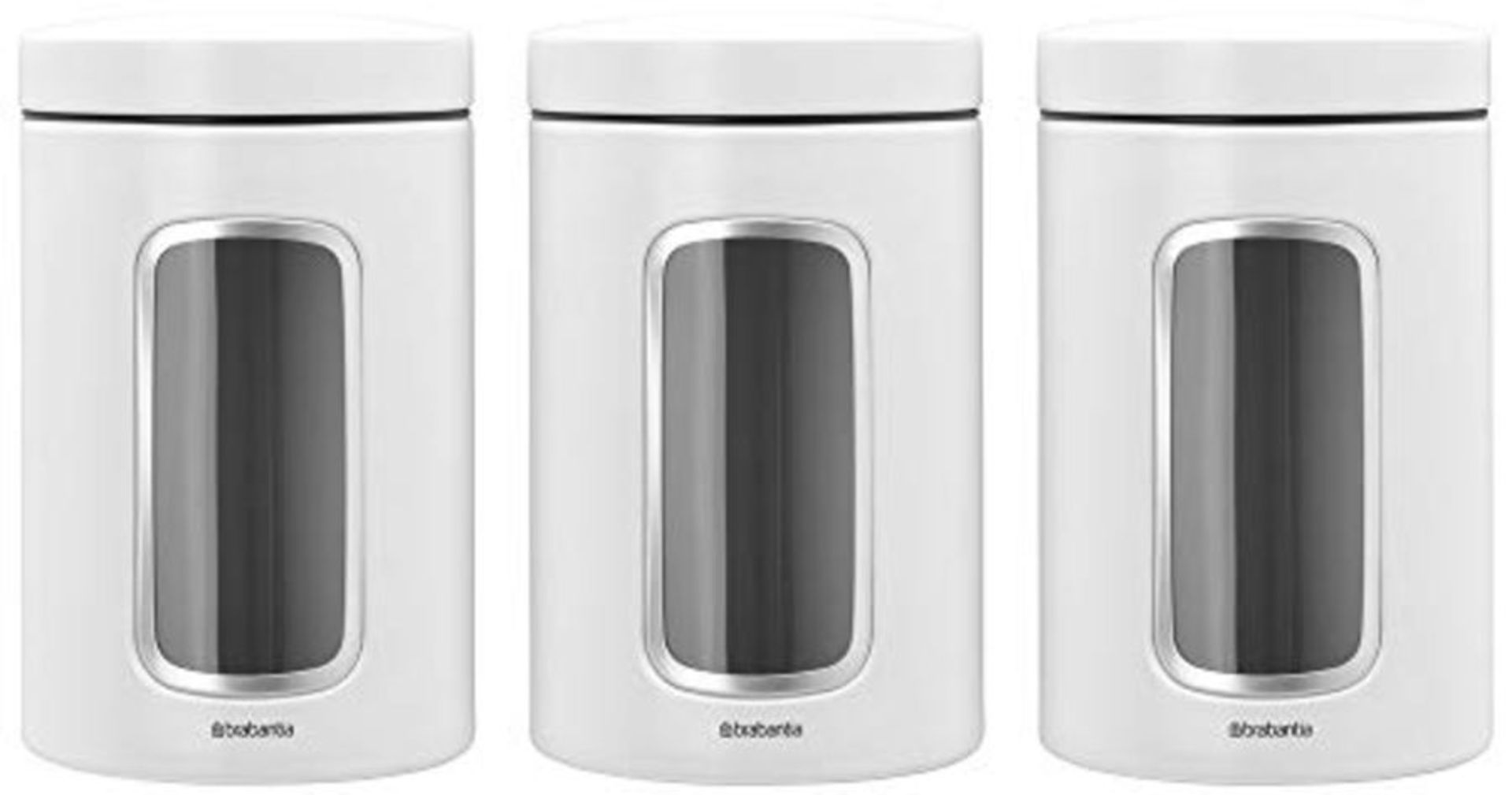 Brabantia 306068 Window Canister, White, 1.4L, set of 3
