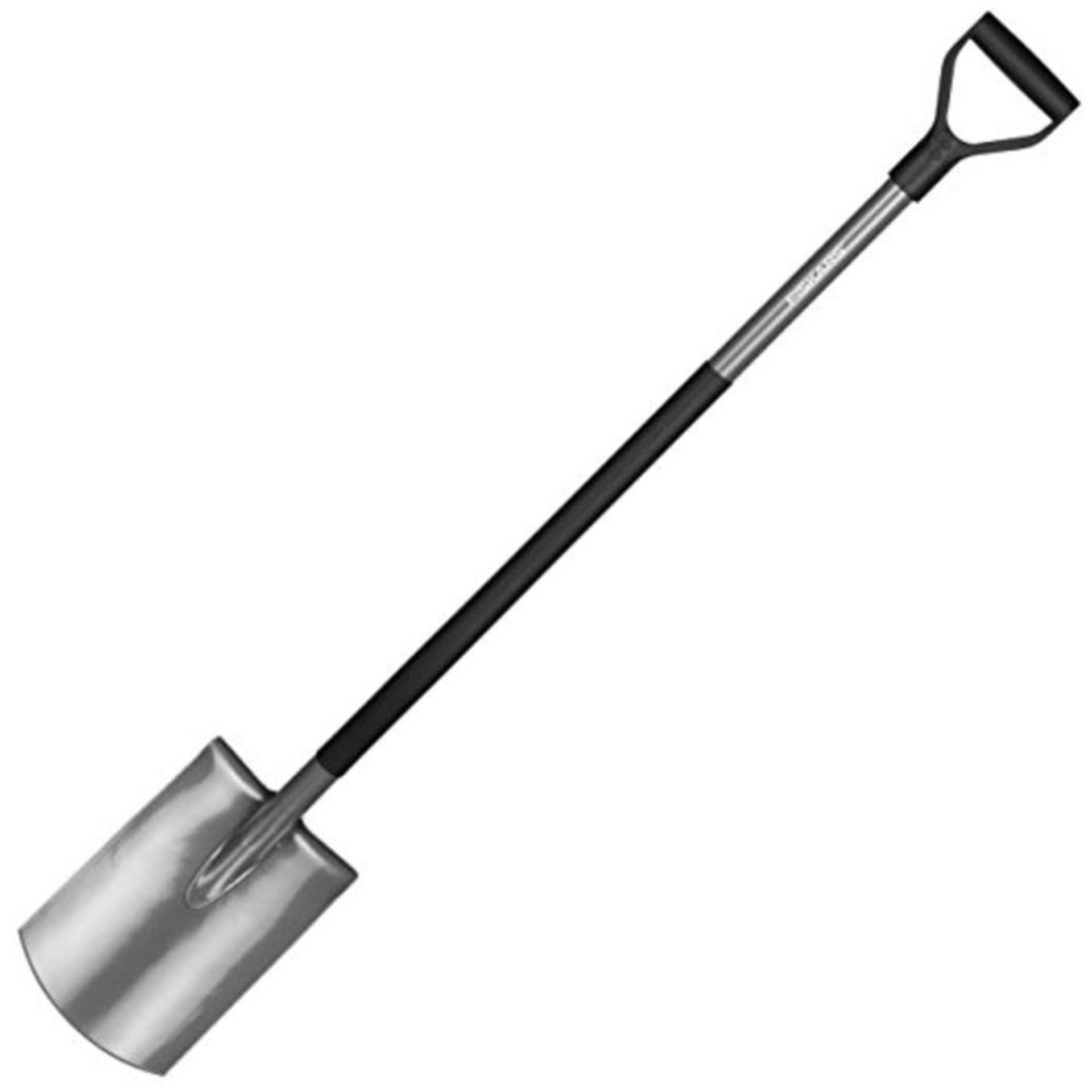 Fiskars Ergonomic Garden Spade Rounded, Length: 125 cm, Boron steel, Grey/Black, 10014
