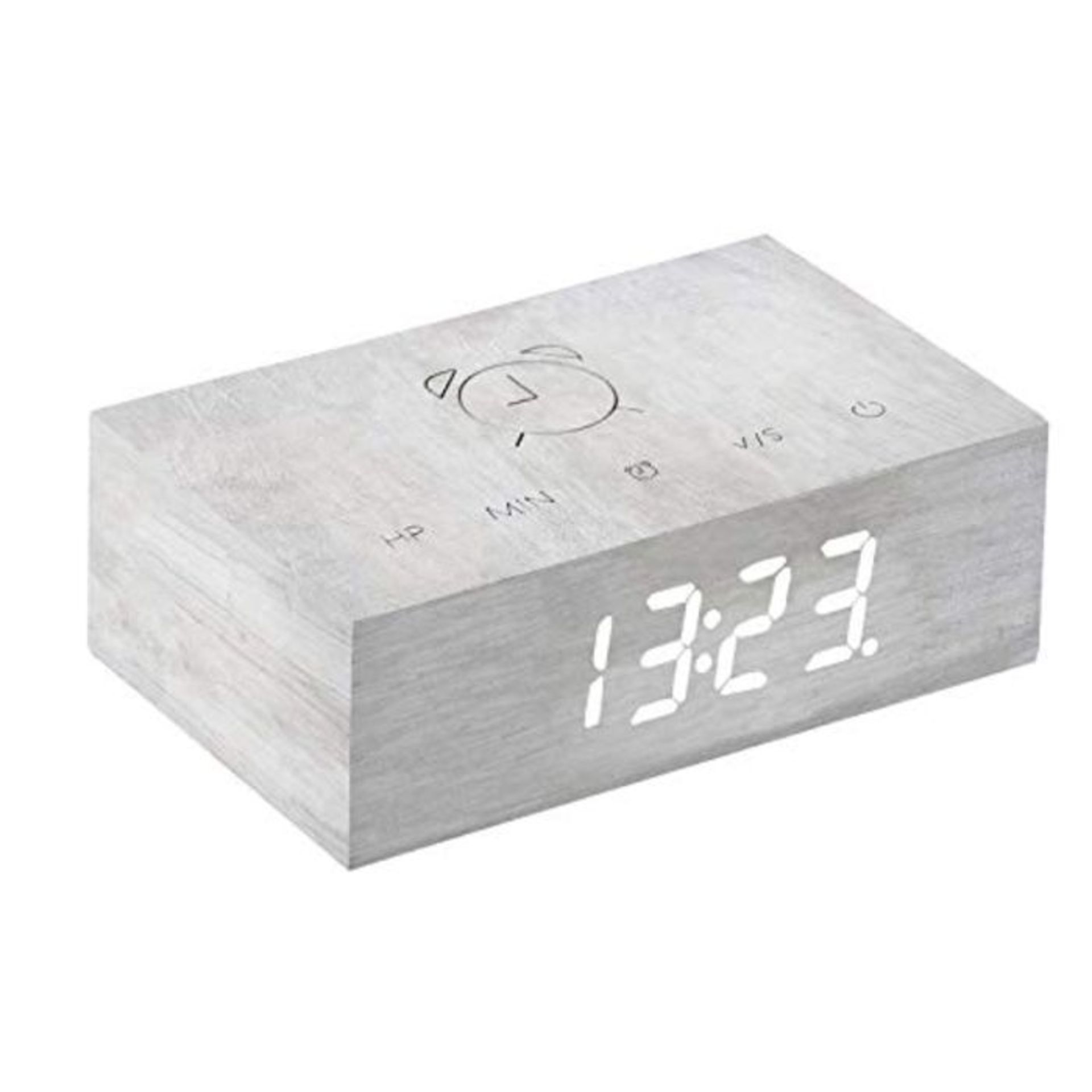 Gingko Design G003W13 Alarm Clock, Wood, White Birch, Full
