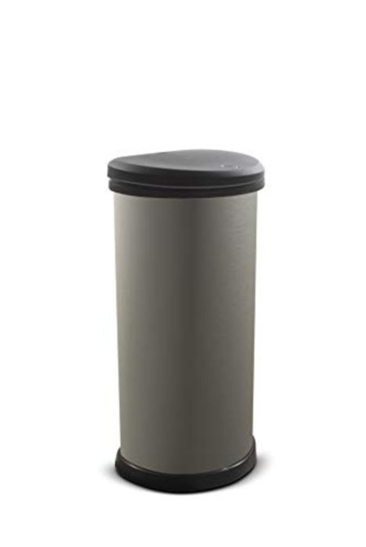 Curver Metal Effect Plastic One Touch Deco Bin, Grey, 40 Litre