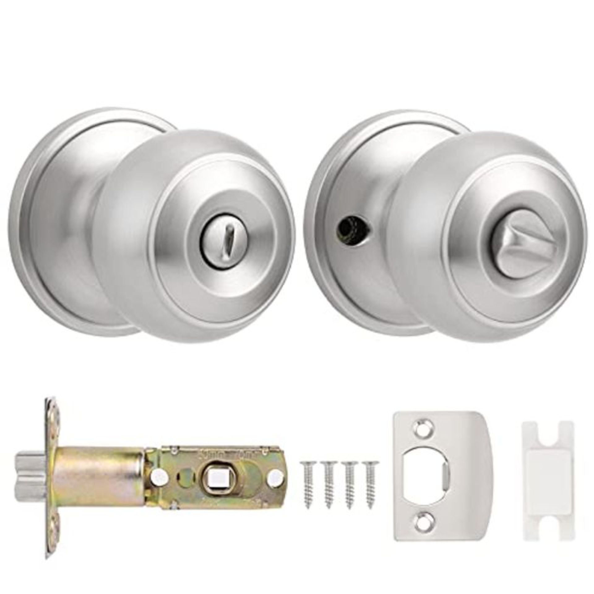 Probrico Stainless Steel Lock Set, Privacy Keyless Interior Door Knobs for Bedroom
