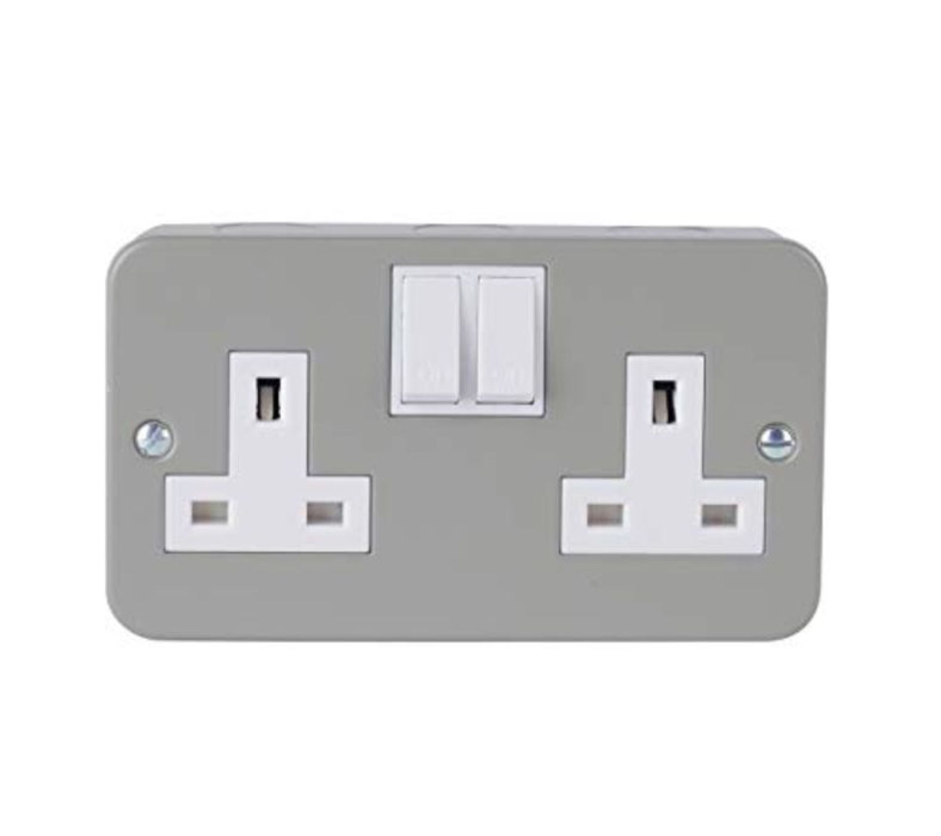 Schneider Electric Exclusive Metal Clad - Switched Double Power Socket, Single Pole, 1