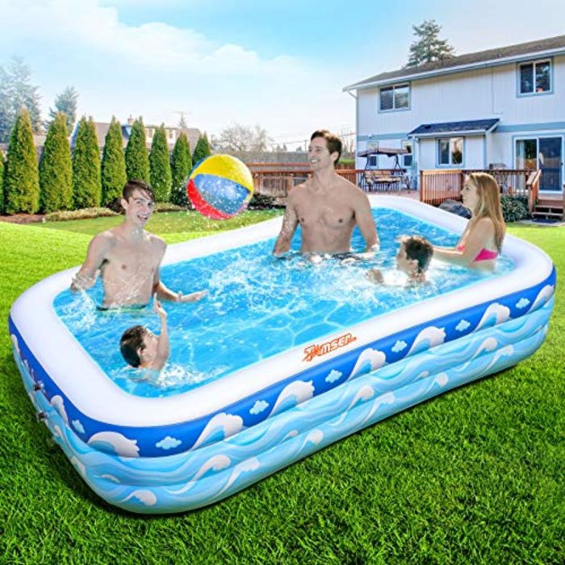 tomser Inflatable Swimming Pool, Padding Pool with Double-layer Leak-proof Inflatable